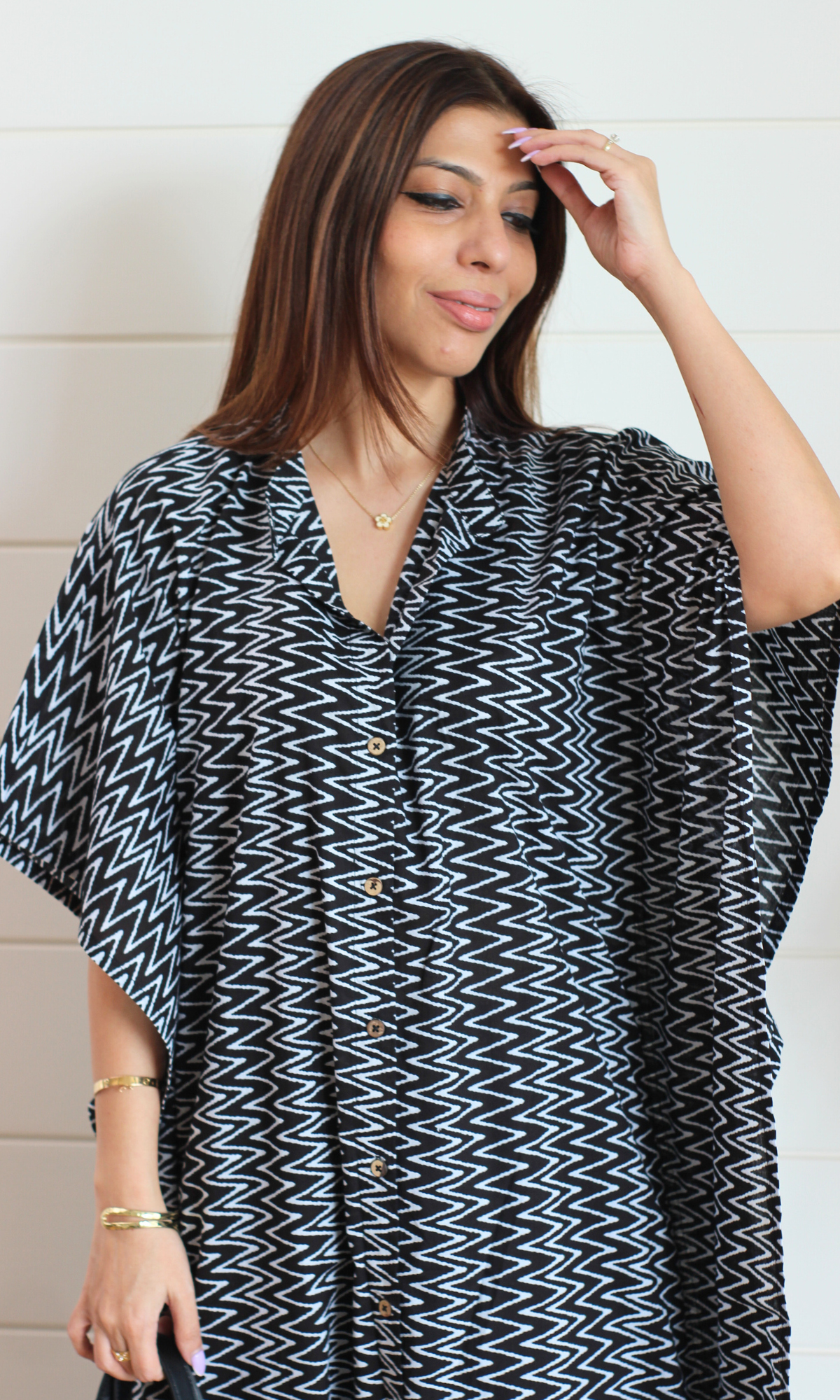 Black Maze Printed Kaftan Style Kurta & Pants