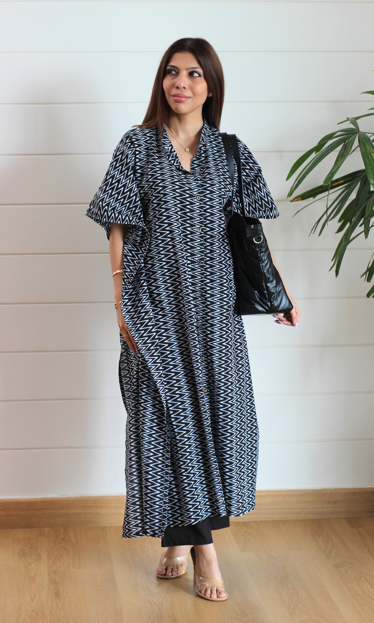 Black Maze Printed Kaftan Style Kurta & Pants