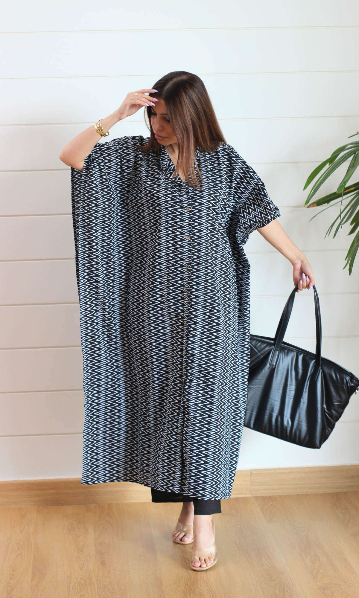 Black Maze Printed Kaftan Style Kurta & Pants
