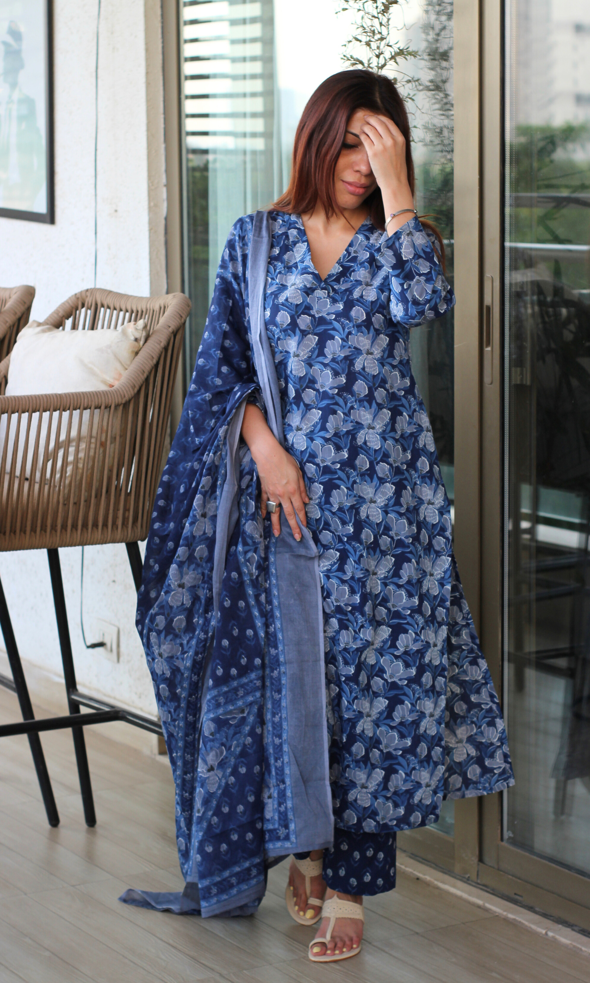 Cotton Nilofer Print Kurta, Dupatta & Printed Pants