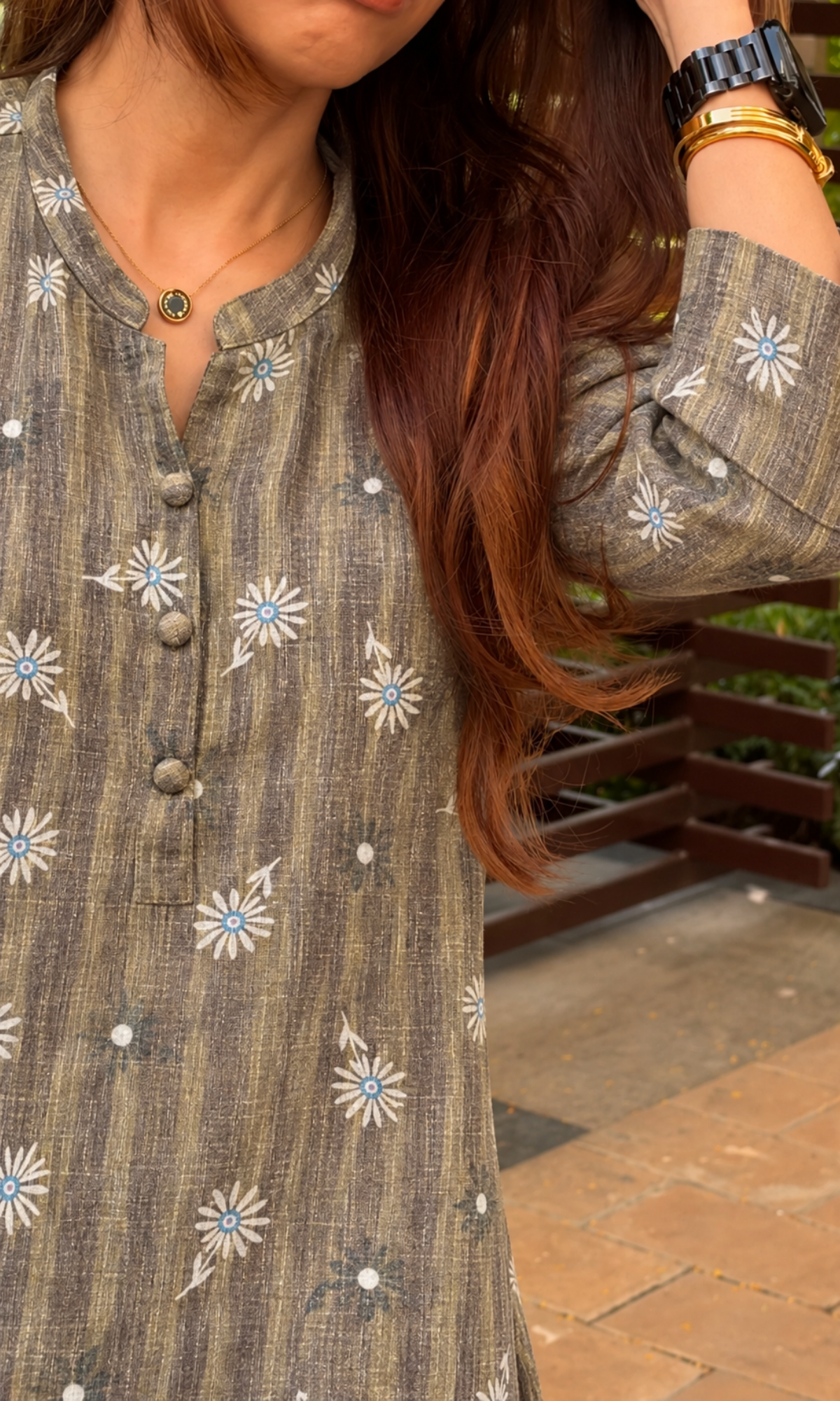 Olive Green Tulip Linen Blend Kurta with Cotton Baloon Pants