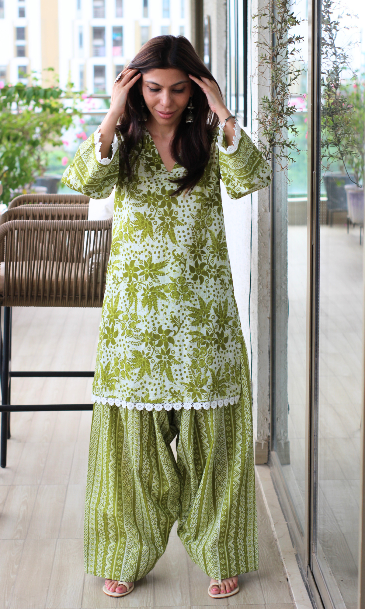 Olive Noor Laced Kurta & Farshi Salwaar