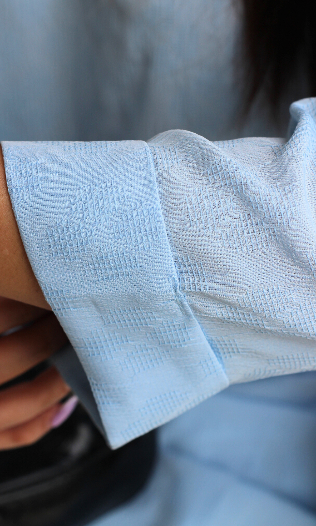 Ice Blue Textured Kurta with Farshi Salwaar