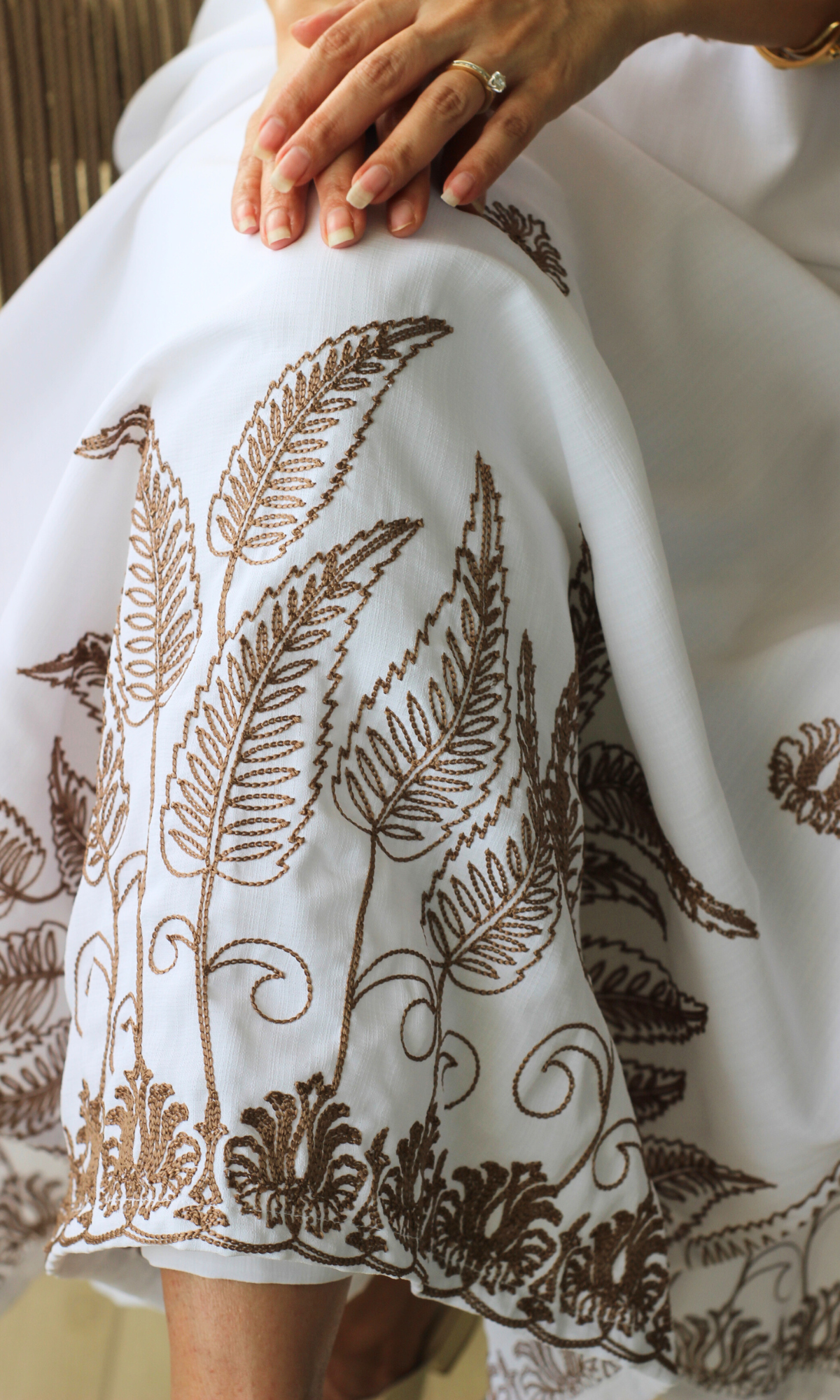Ivory Fern Embroidered A line Kurta & Pant