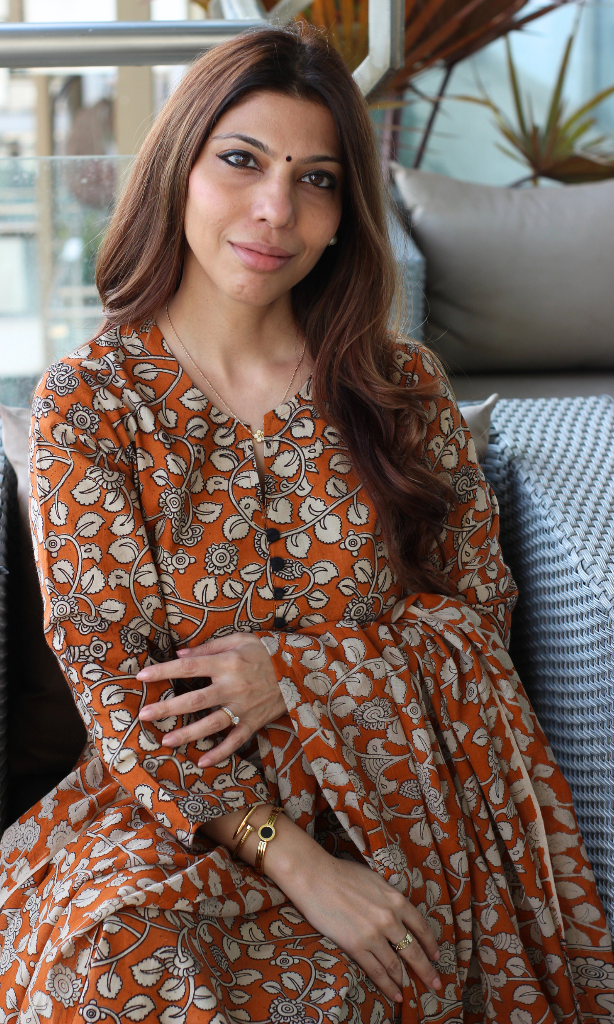 Burnt Orange Kalamkari Kurta and Cotton Kalamkari Dupatta