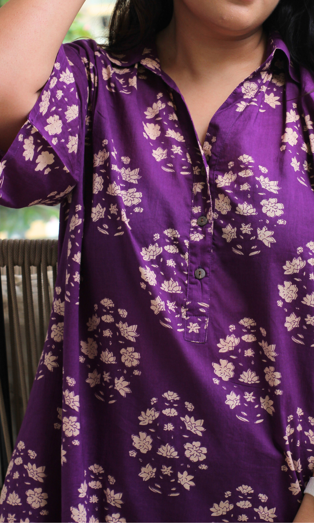 Purple Bloom Collard Anti Fit Cotton Co-ord