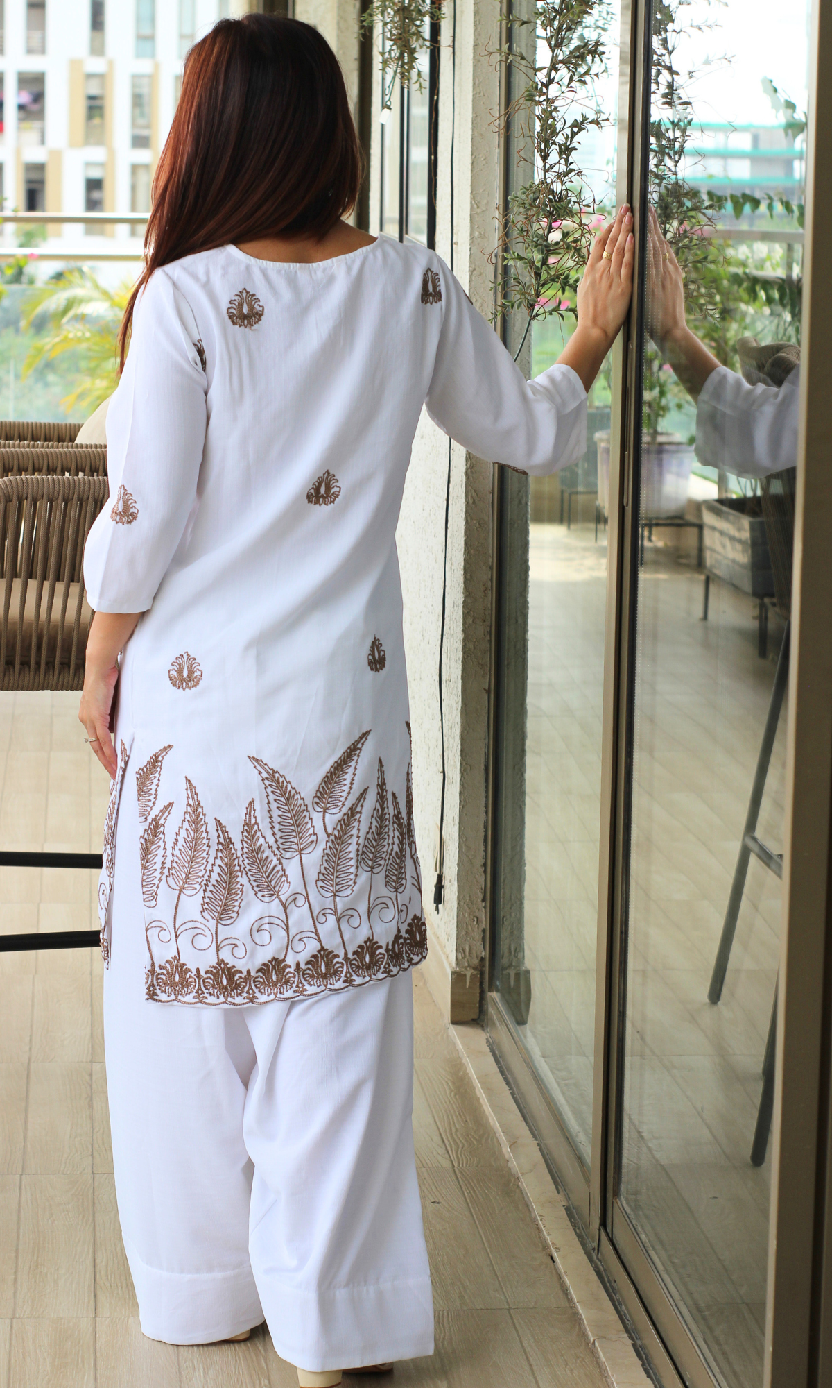 Chandani White Embroidered Kurta & Farshi Salwaar