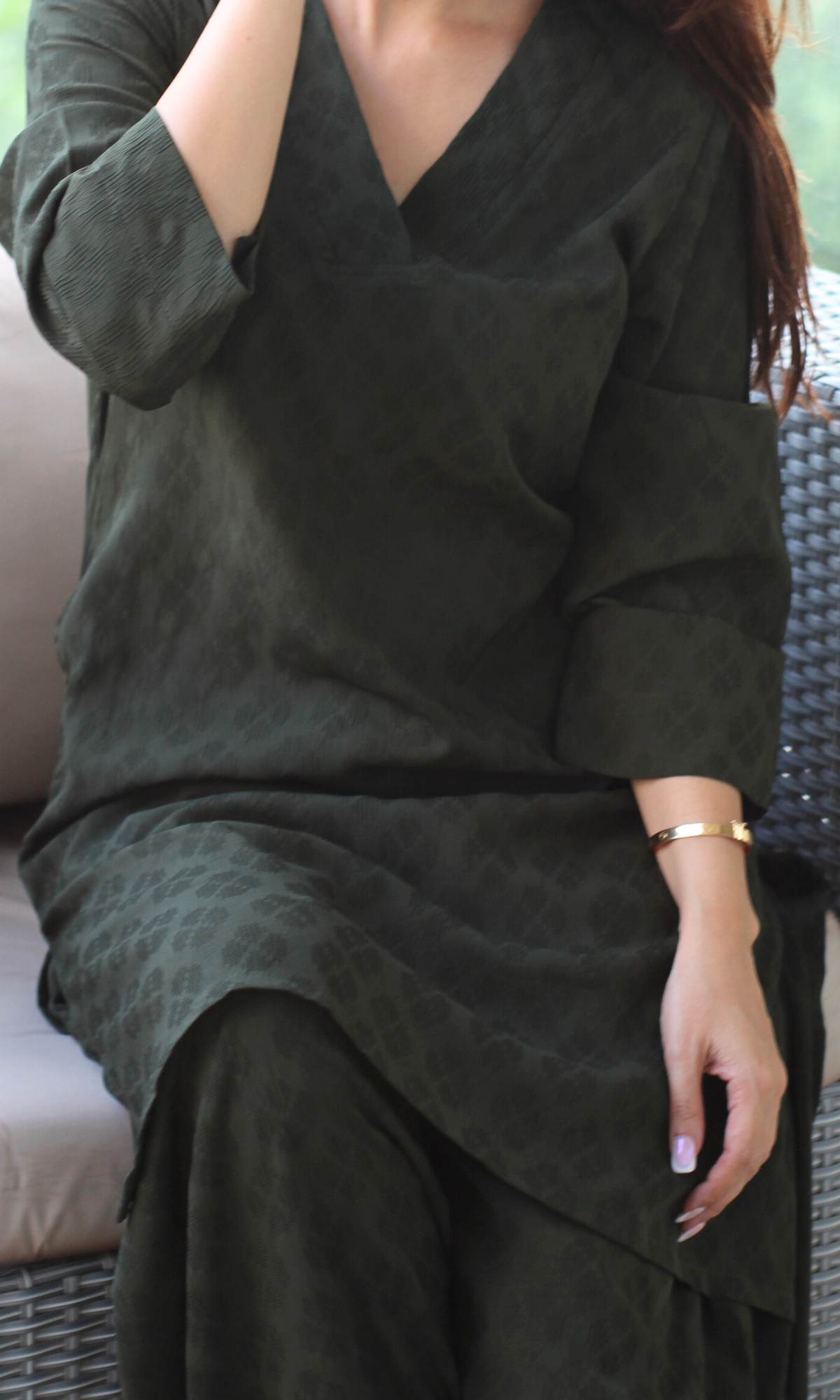Forest Veil Textured Kurta with Farshi Salwaar