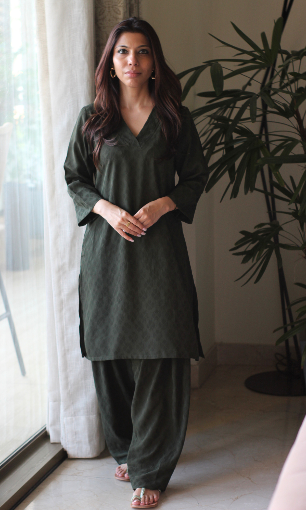 Forest Veil Textured Kurta with Farshi Salwaar