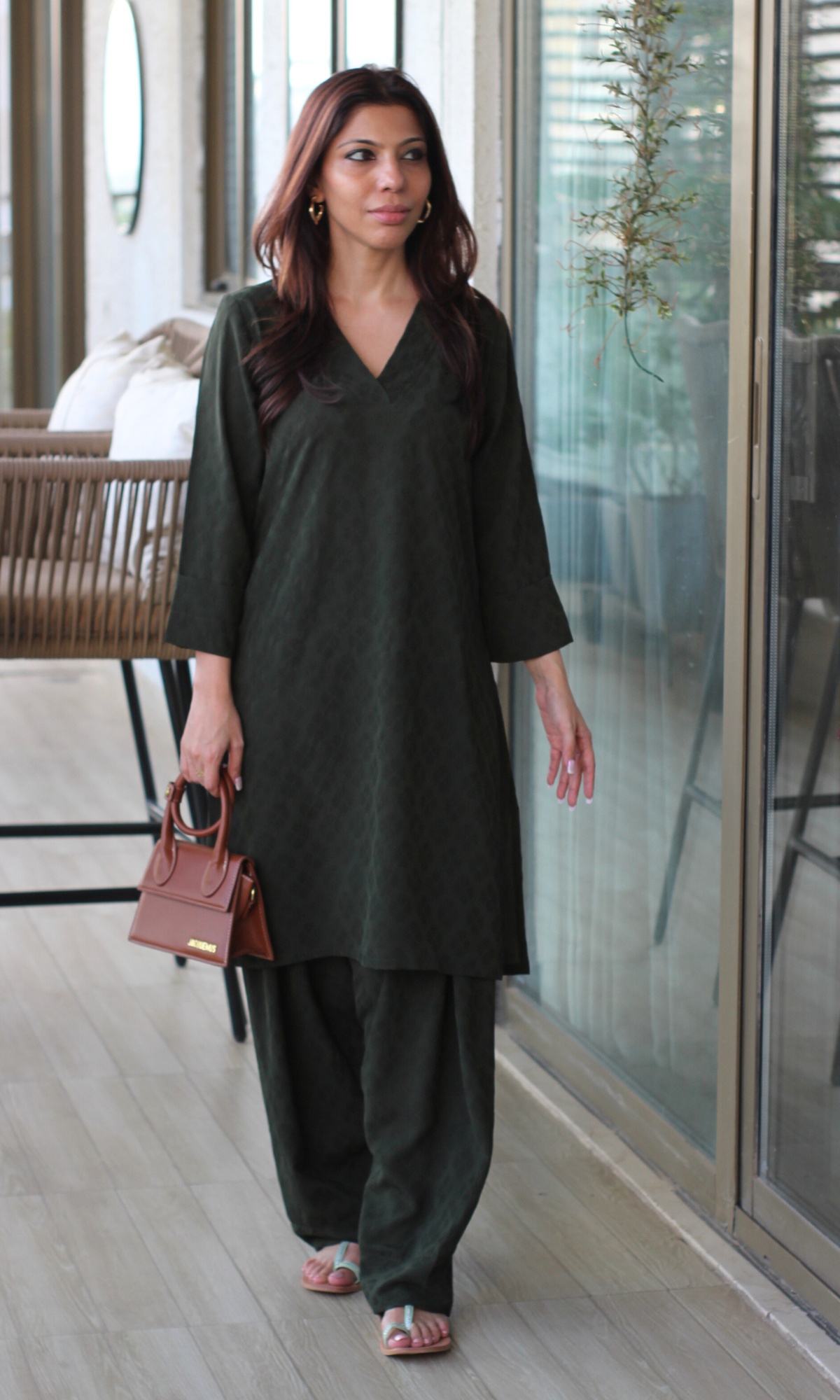 Forest Veil Textured Kurta with Farshi Salwaar