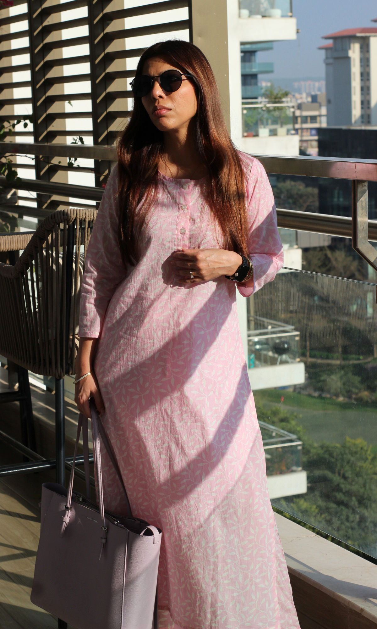Cotton Baby Pink Printed Kurta & Pant