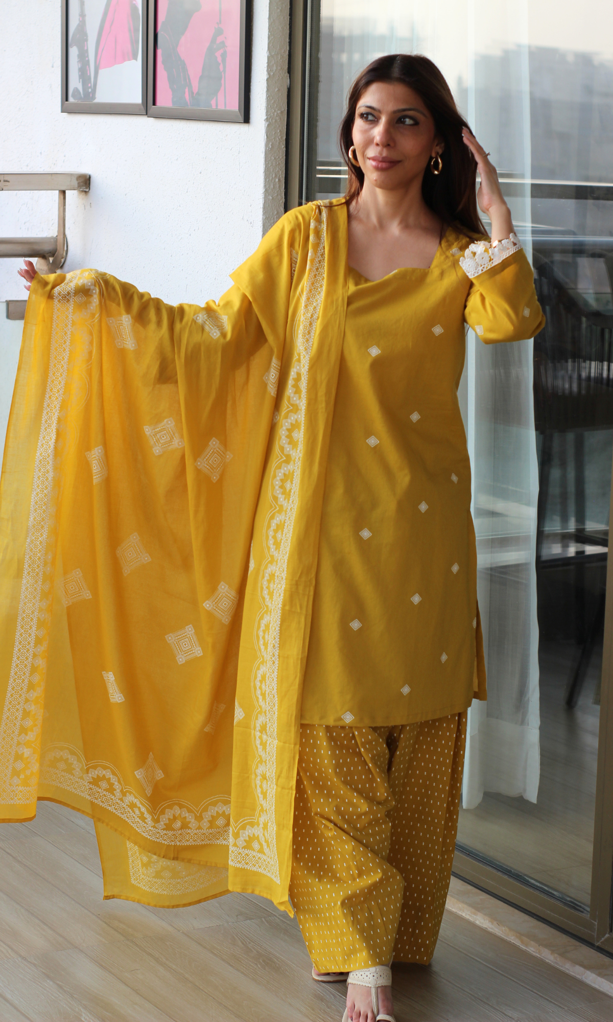 Genda Gul Kurta with Farshi Salwar & Cotton Dupatta