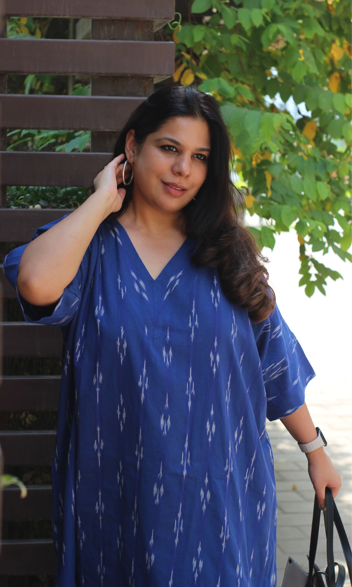 Ikat Blue Oversized Kaftan Style Co-ord