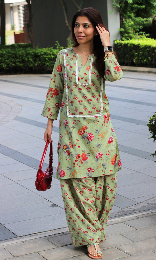 Noor - e- Bahar Farshi Salwaar Cotton Co-ord