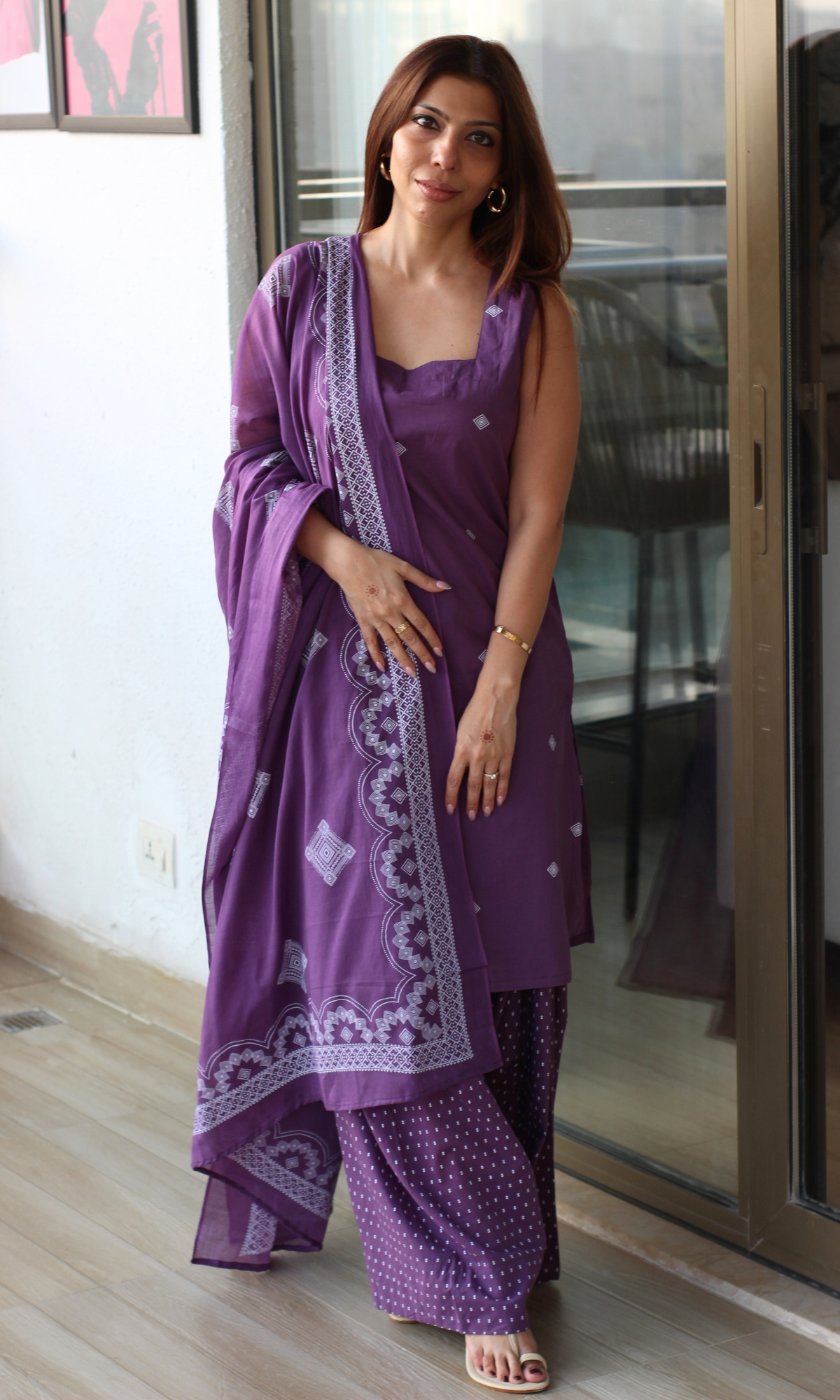 Jamuni Gul Kurta with Farshi Salwar & Cotton Dupatta