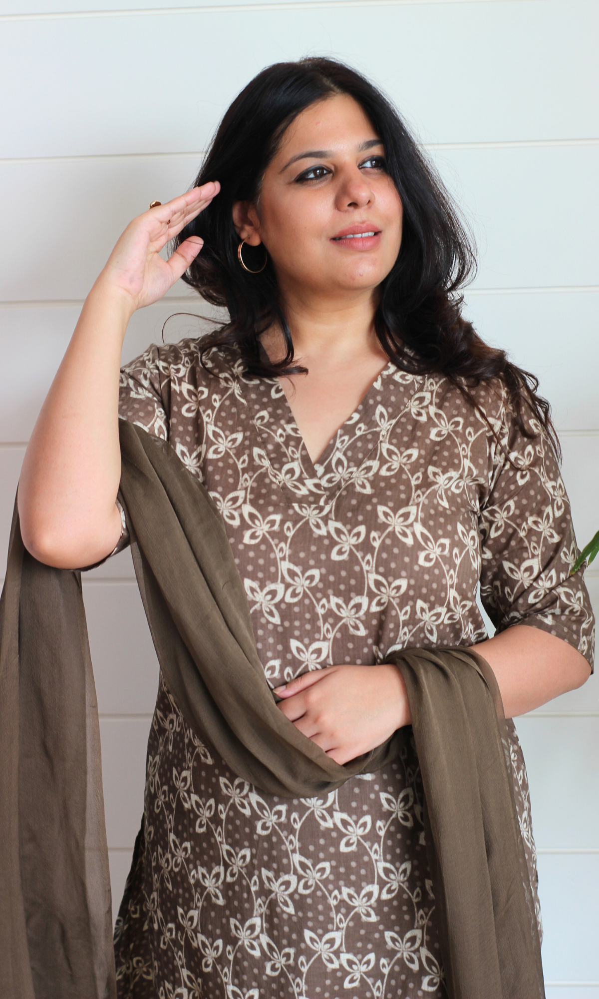 Cotton Kashish Dabu Print Kurta, Pant & Kota Doria Dupatta