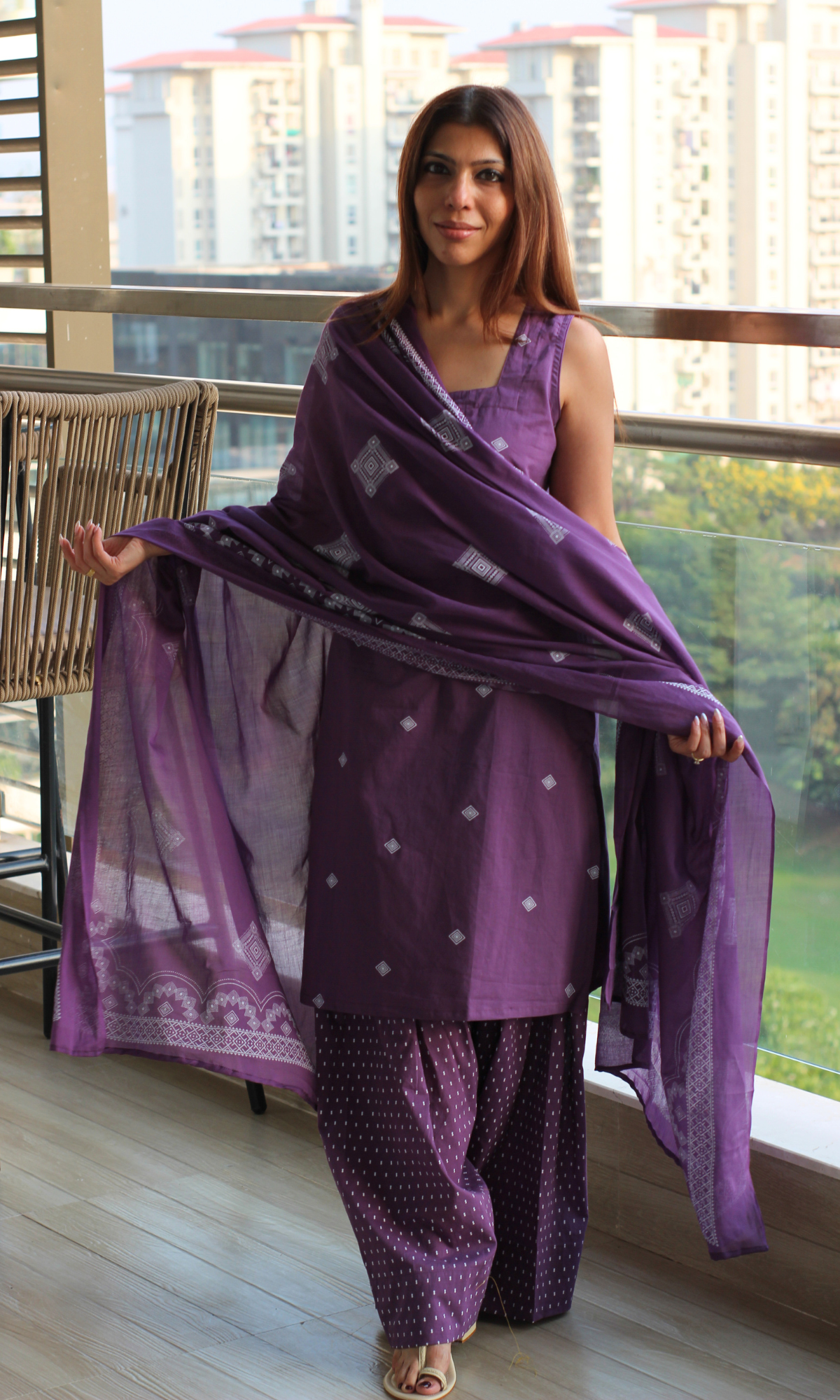 Jamuni Gul Kurta with Farshi Salwar & Cotton Dupatta