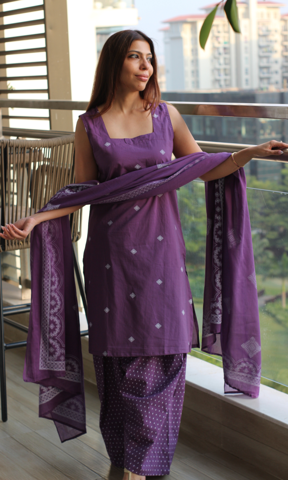 Jamuni Gul Kurta with Farshi Salwar & Cotton Dupatta
