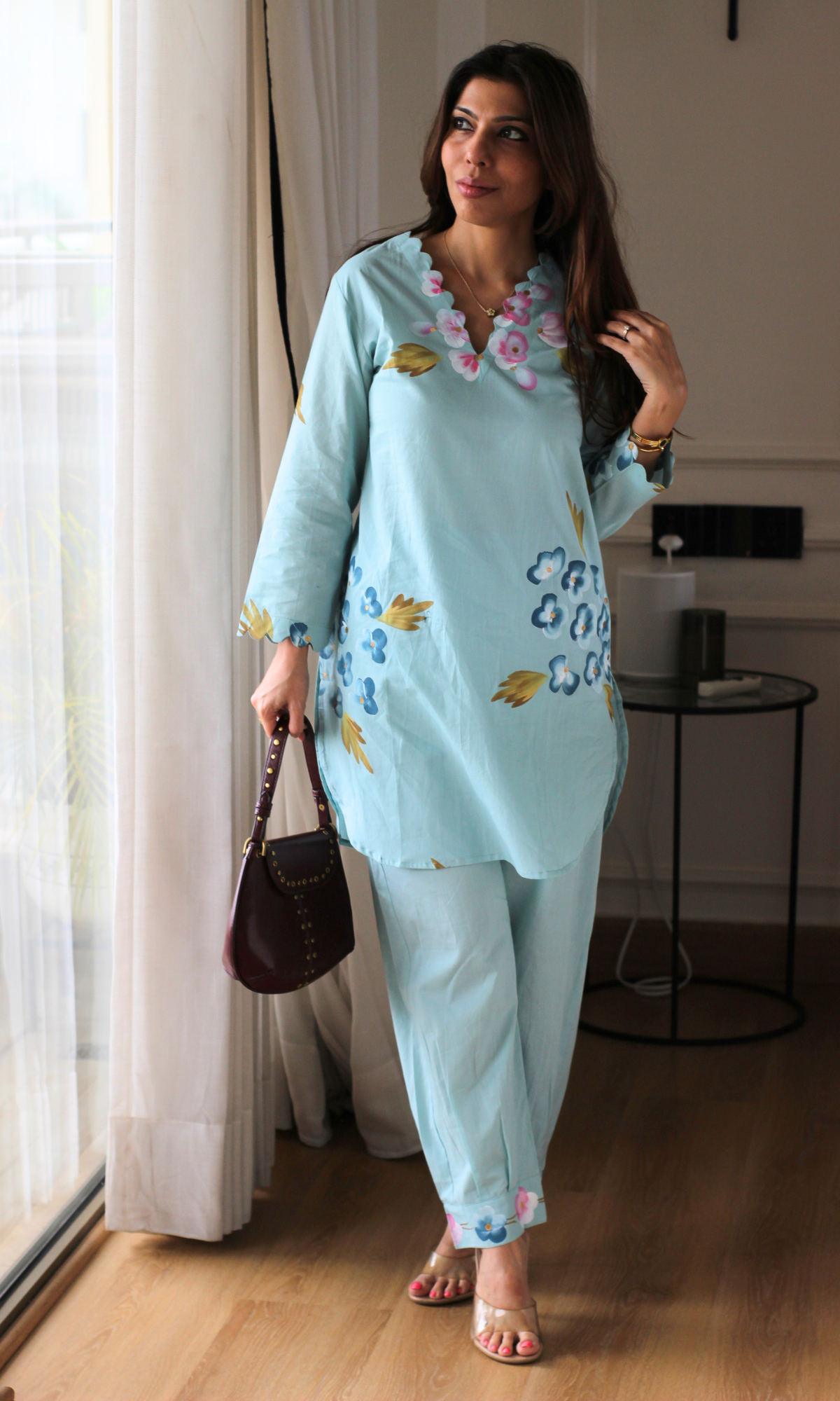 Sky Blue Elara handpainted Co-ord