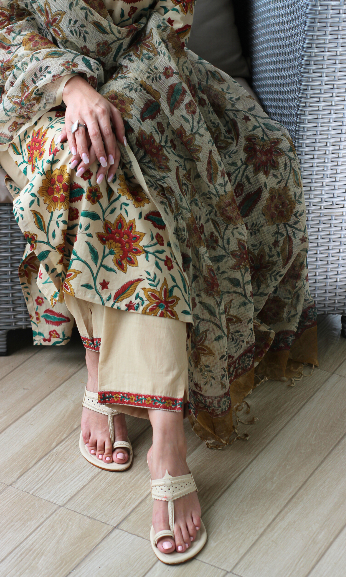 Saira Mehr Kalamkari Print Kurta, Kota Dupatta & Cotton Pants