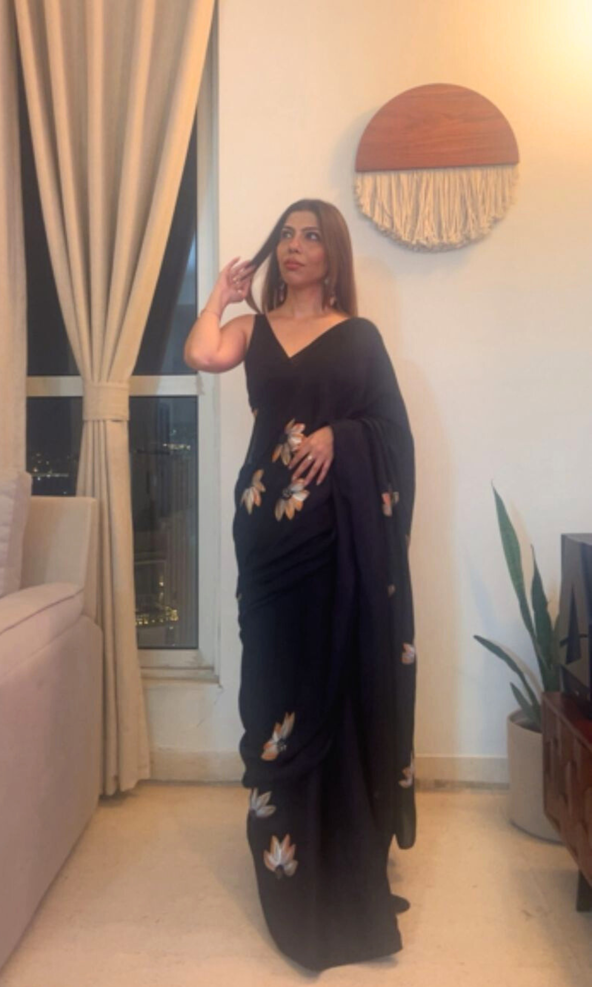 Princess Ziya Muslin Silk Hand Brush Painted Saree