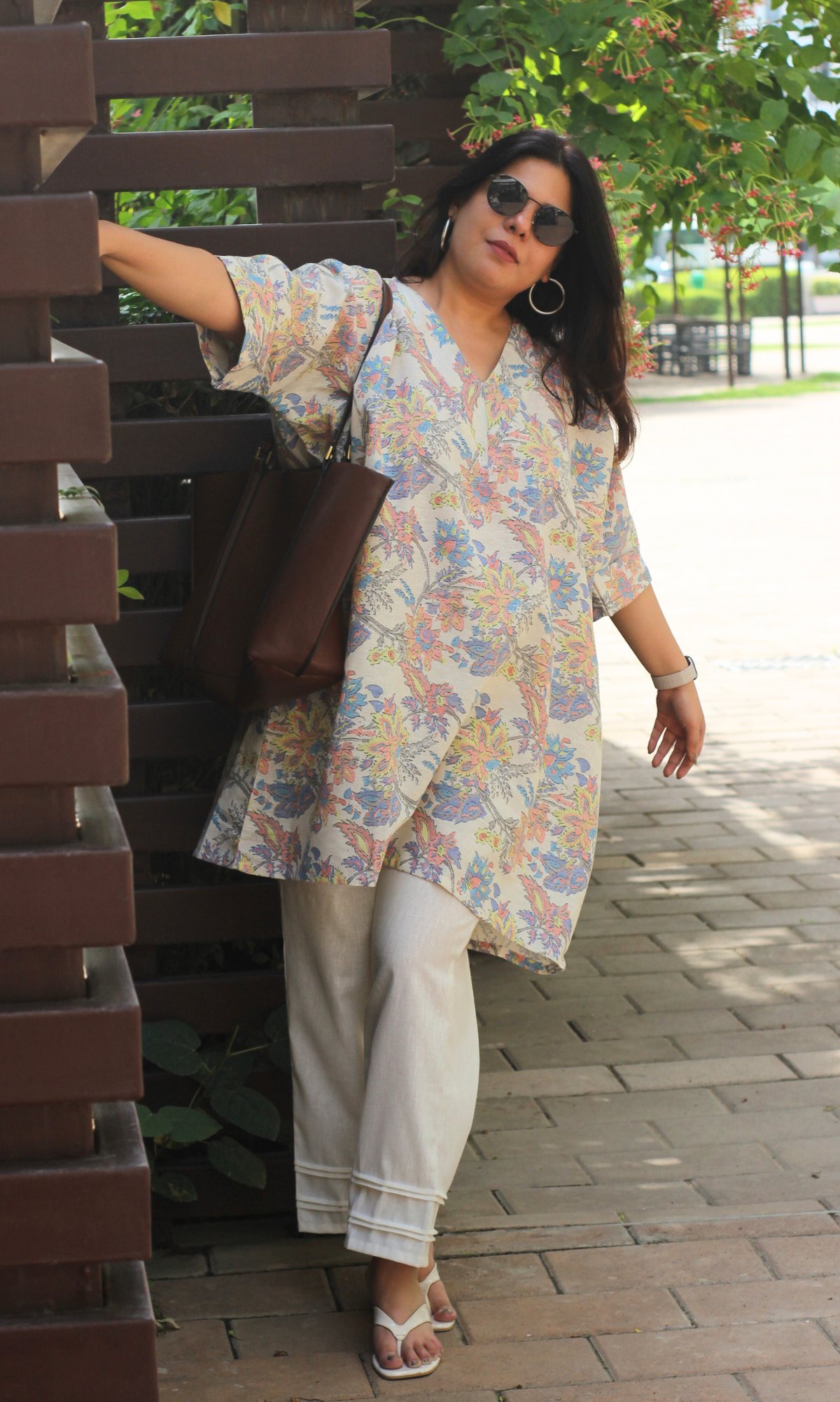 Linen Blend Pastel Print Kaftan Style Co-ord