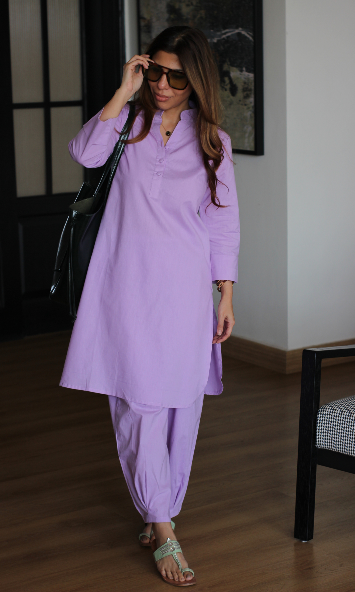 Lilac Hour Cotton Kurta with Baloon Pants