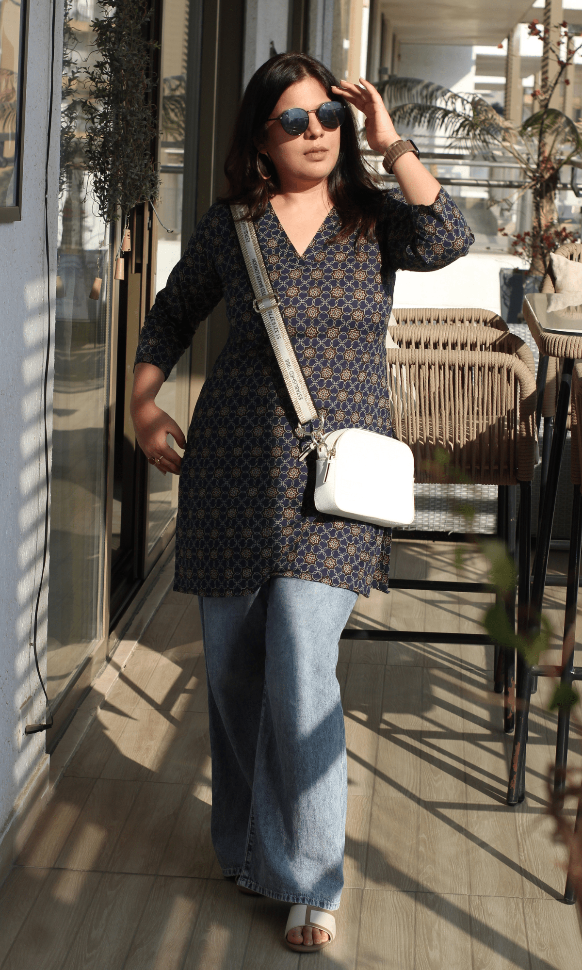 Coffin Navy & Red Ajrakh Print Short Kurta - Baareeki