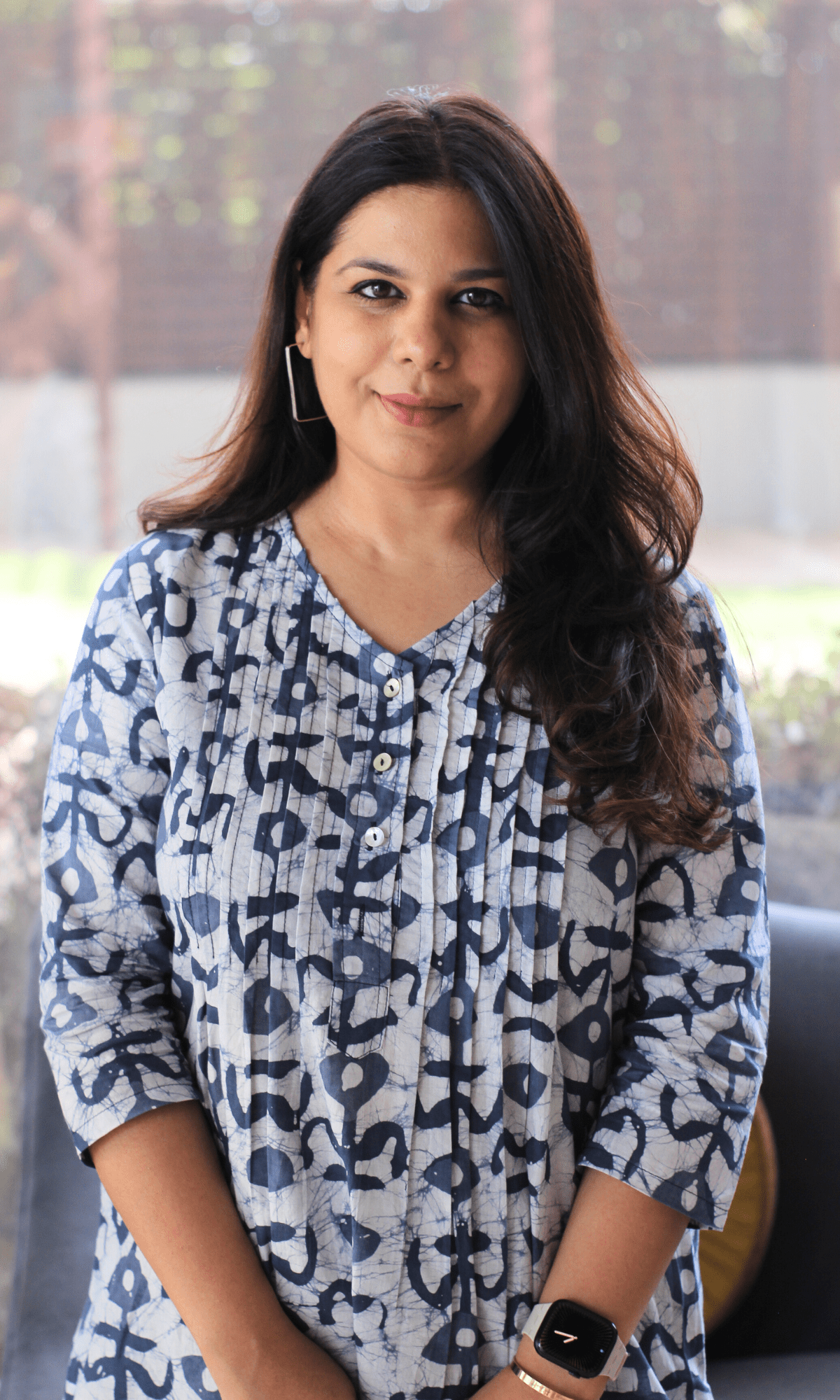 Cotton Blue Earthy Handblock Printed Pleated Kurta & Pant Co - ord - Baareeki
