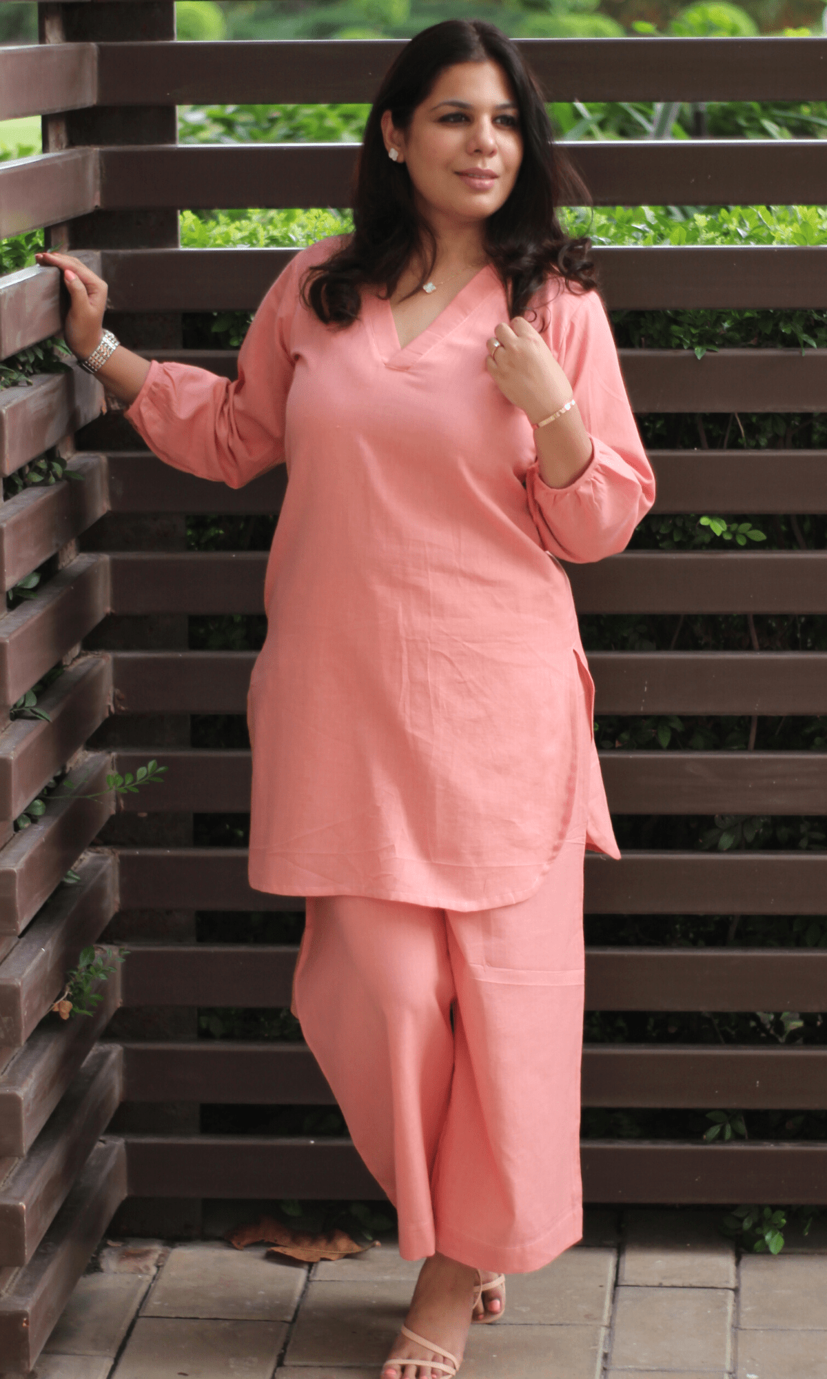 Cotton Flax Peach Coord Set - Baareeki