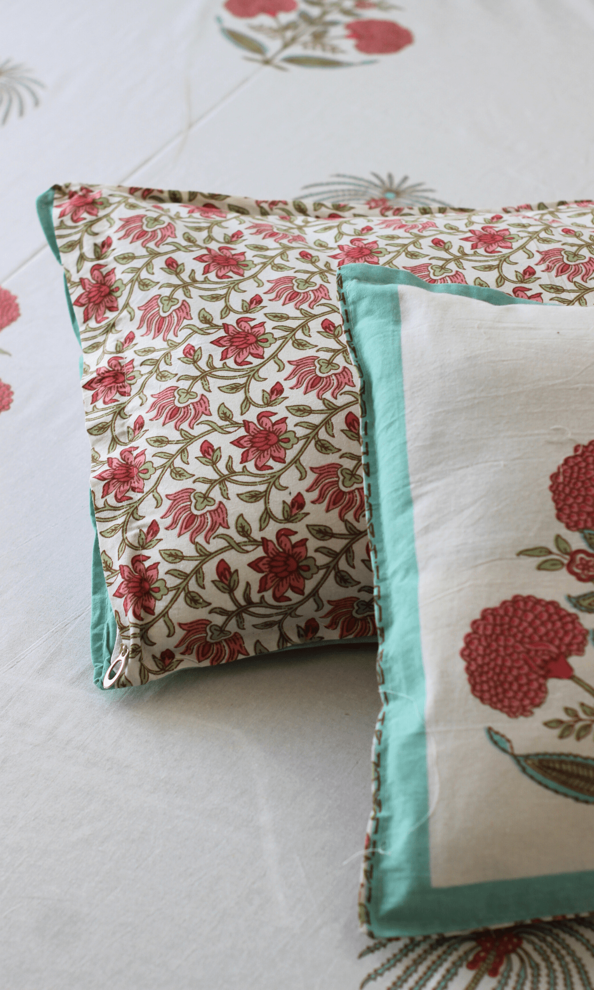 Cotton Gulaab Mughal Print King Size Bedsheet with 2 Pillow Covers - Baareeki