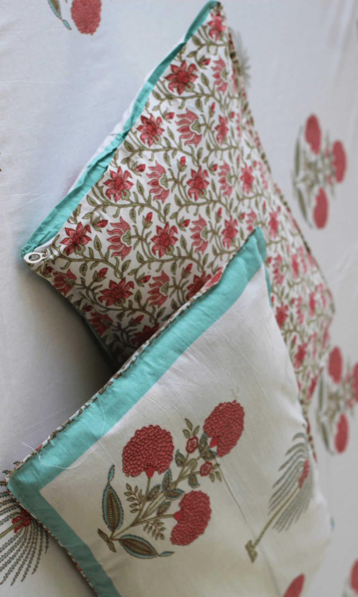 Cotton Gulaab Mughal Print King Size Bedsheet with 2 Pillow Covers - Baareeki
