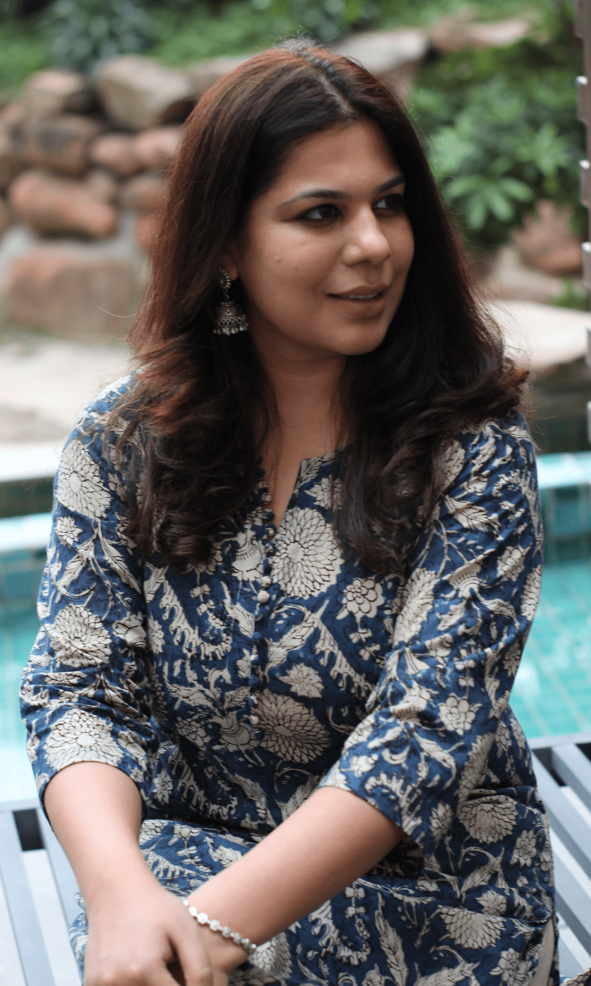 Cotton Handblock Blue Kalamkari Kurta - Baareeki