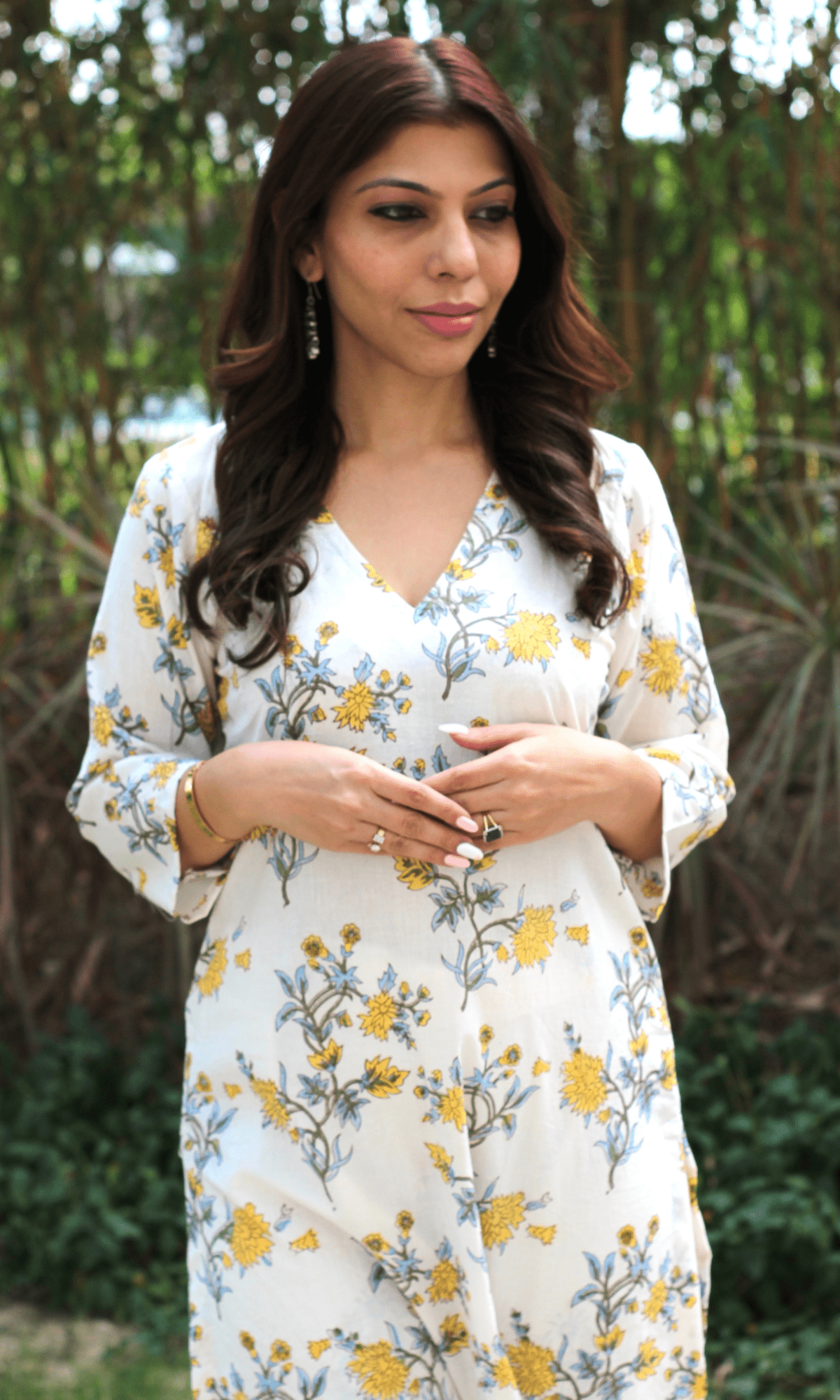 Cotton Handblock Kurta and Pants(Yellow) - Baareeki