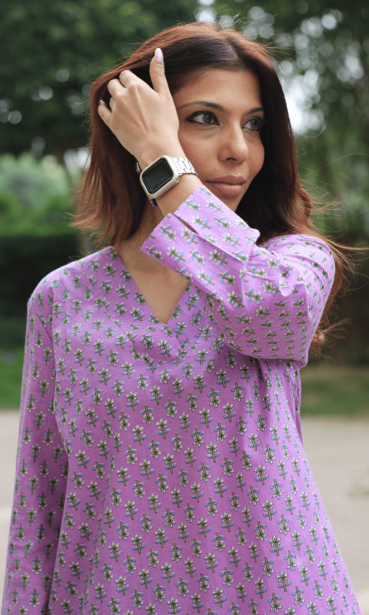 Cotton Lilac Bloom Pathani Style Kurta & Pants - Baareeki