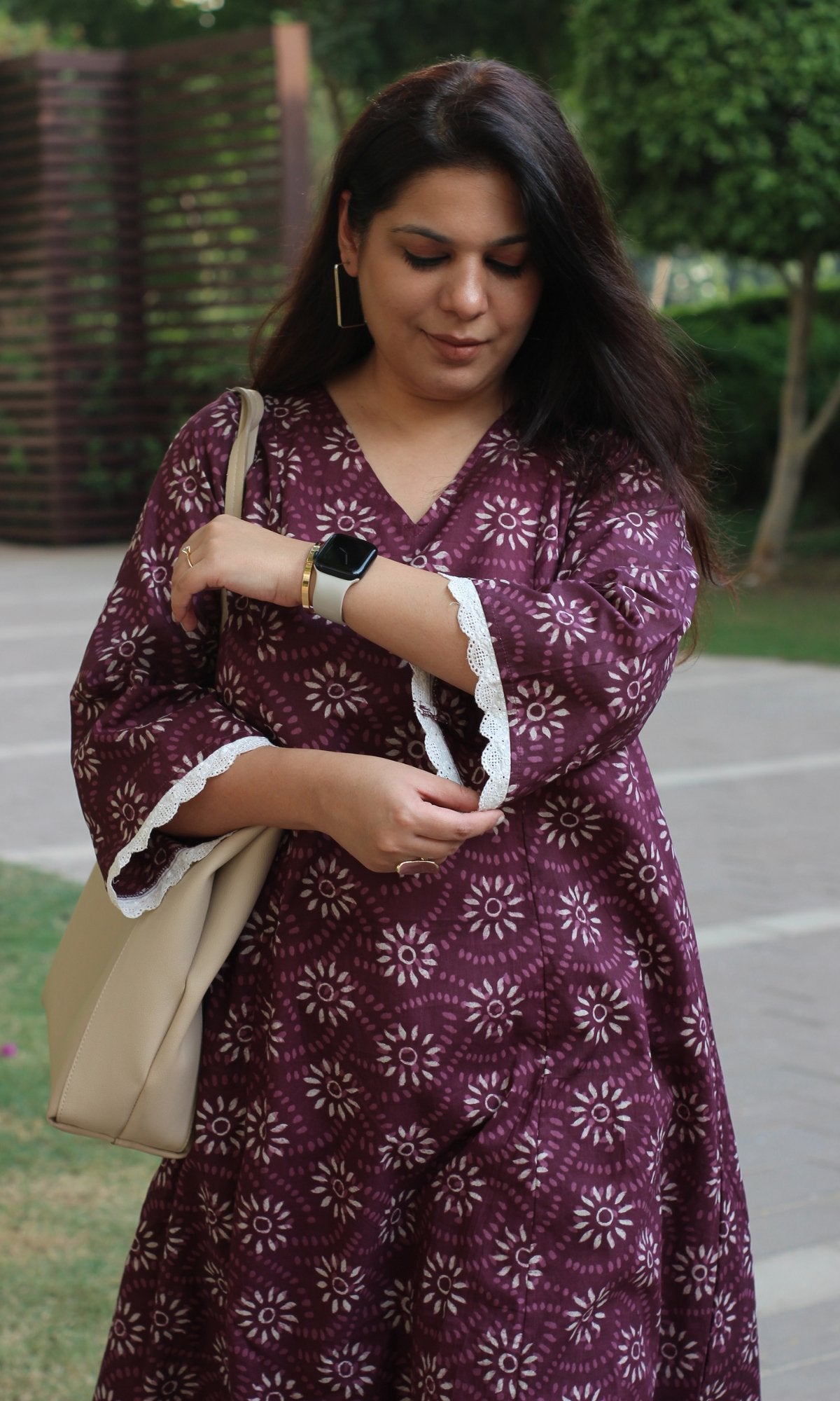 Cotton Mulberry Sunflower High Low Kurta & Palazzo - Baareeki