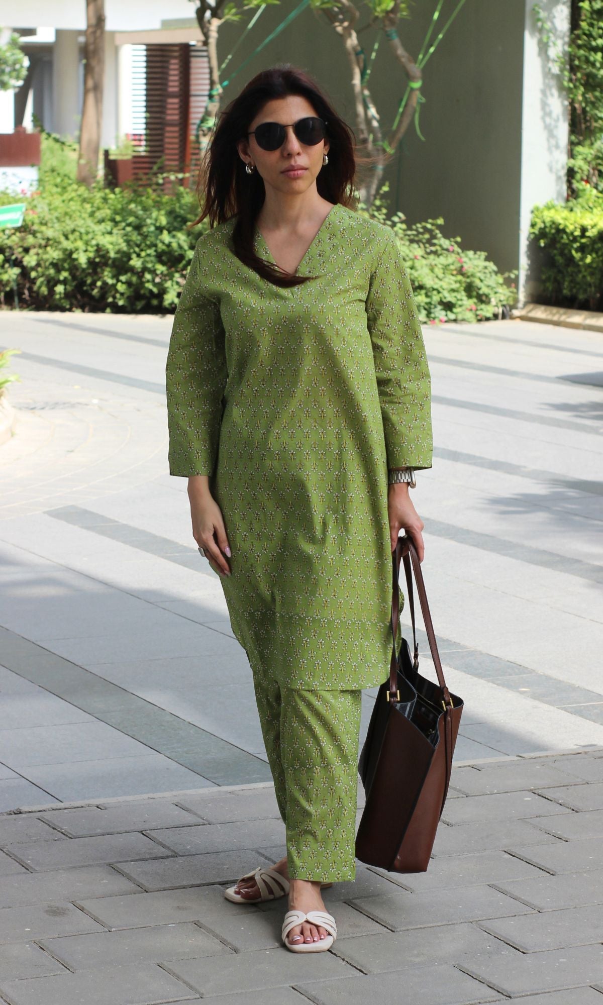Cotton Olive Must Pathani Style Kurta & Pants - Baareeki