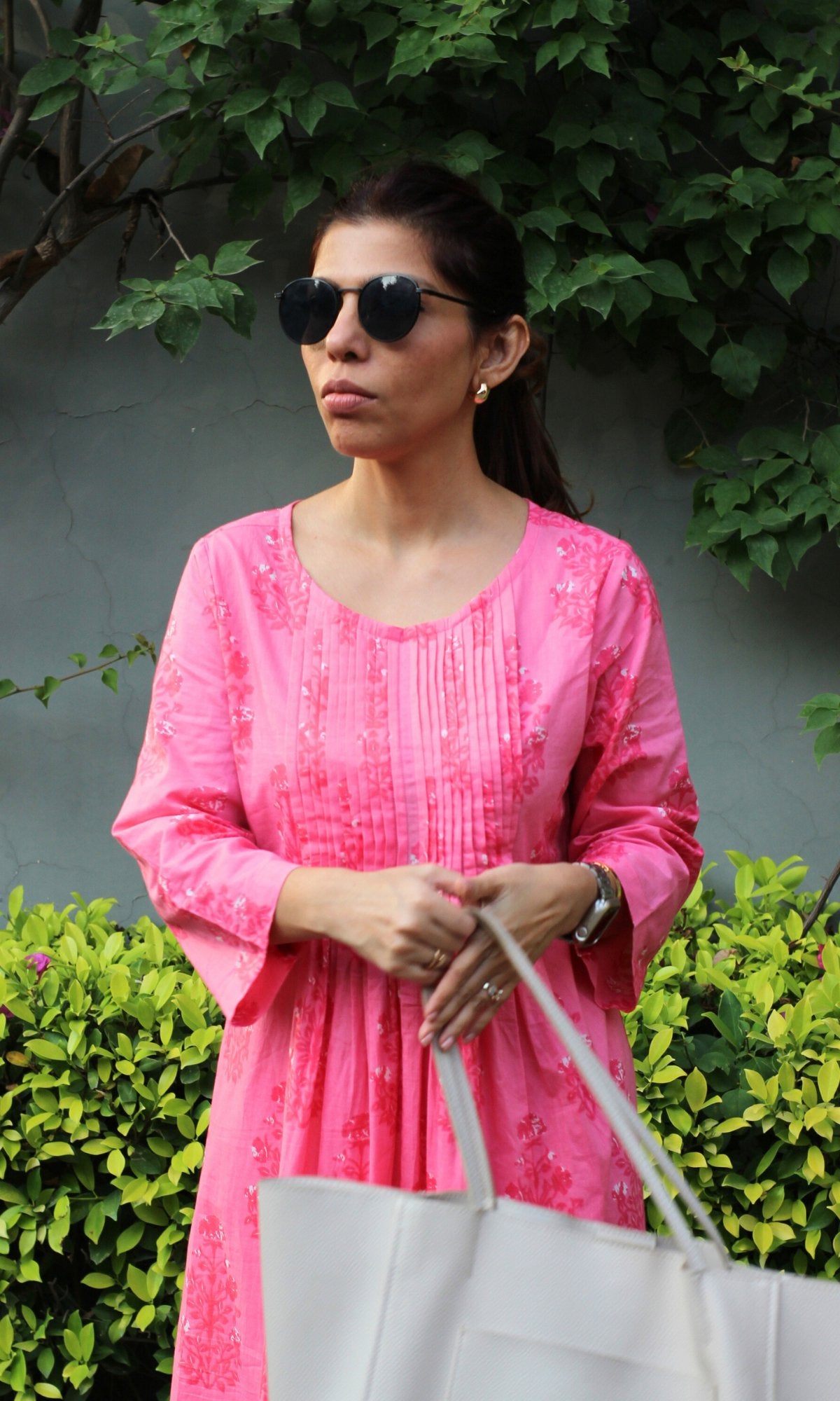 Cotton Rose Pink Pleated Co - ord - Baareeki