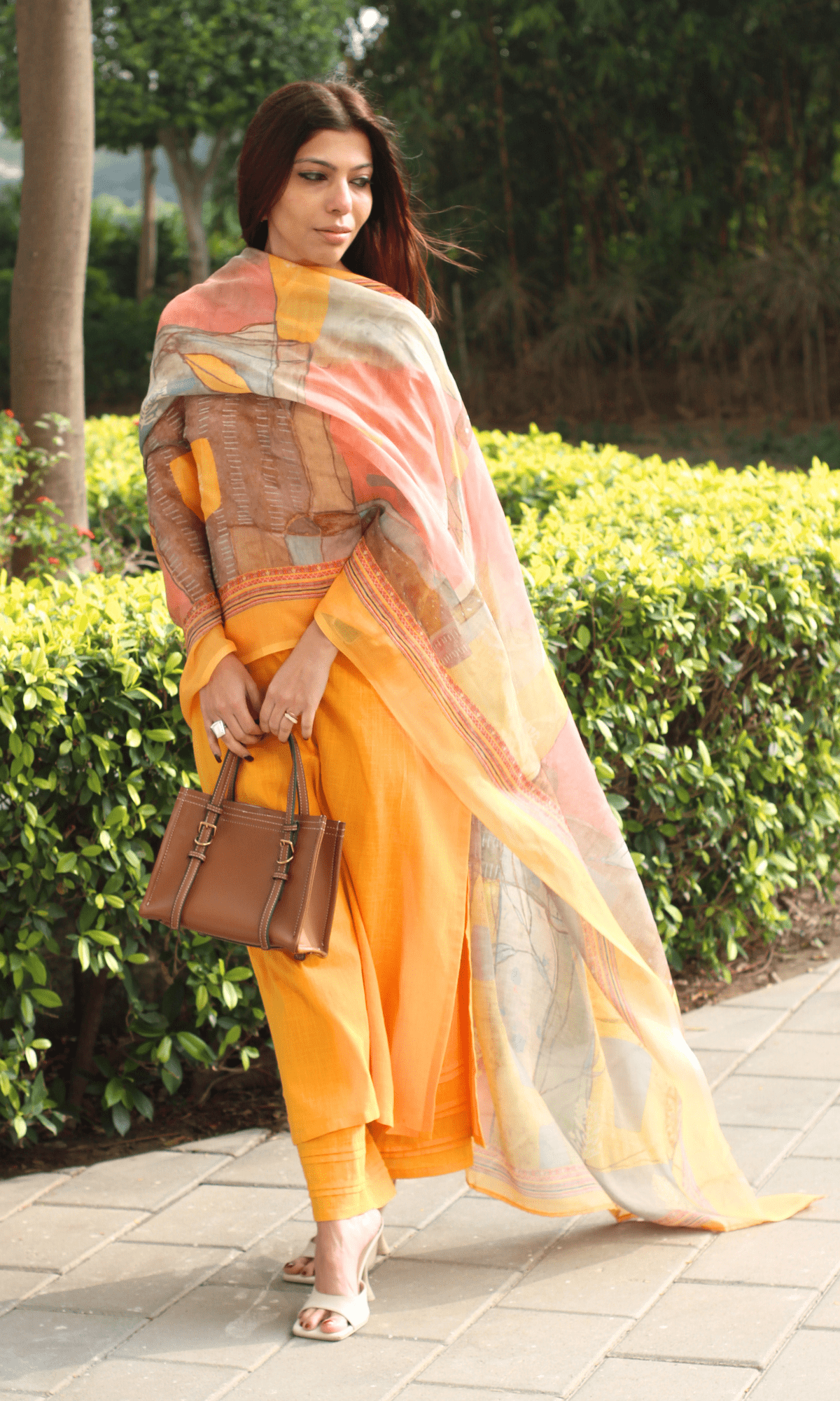 Cotton Slub Solid Yellow Suit with Mul Printed Dupatta - Baareeki