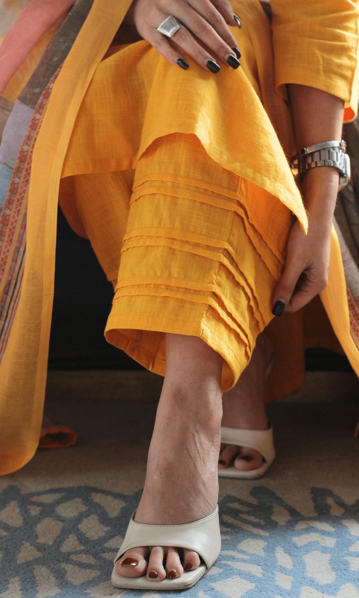 Cotton Slub Solid Yellow Suit with Mul Printed Dupatta - Baareeki