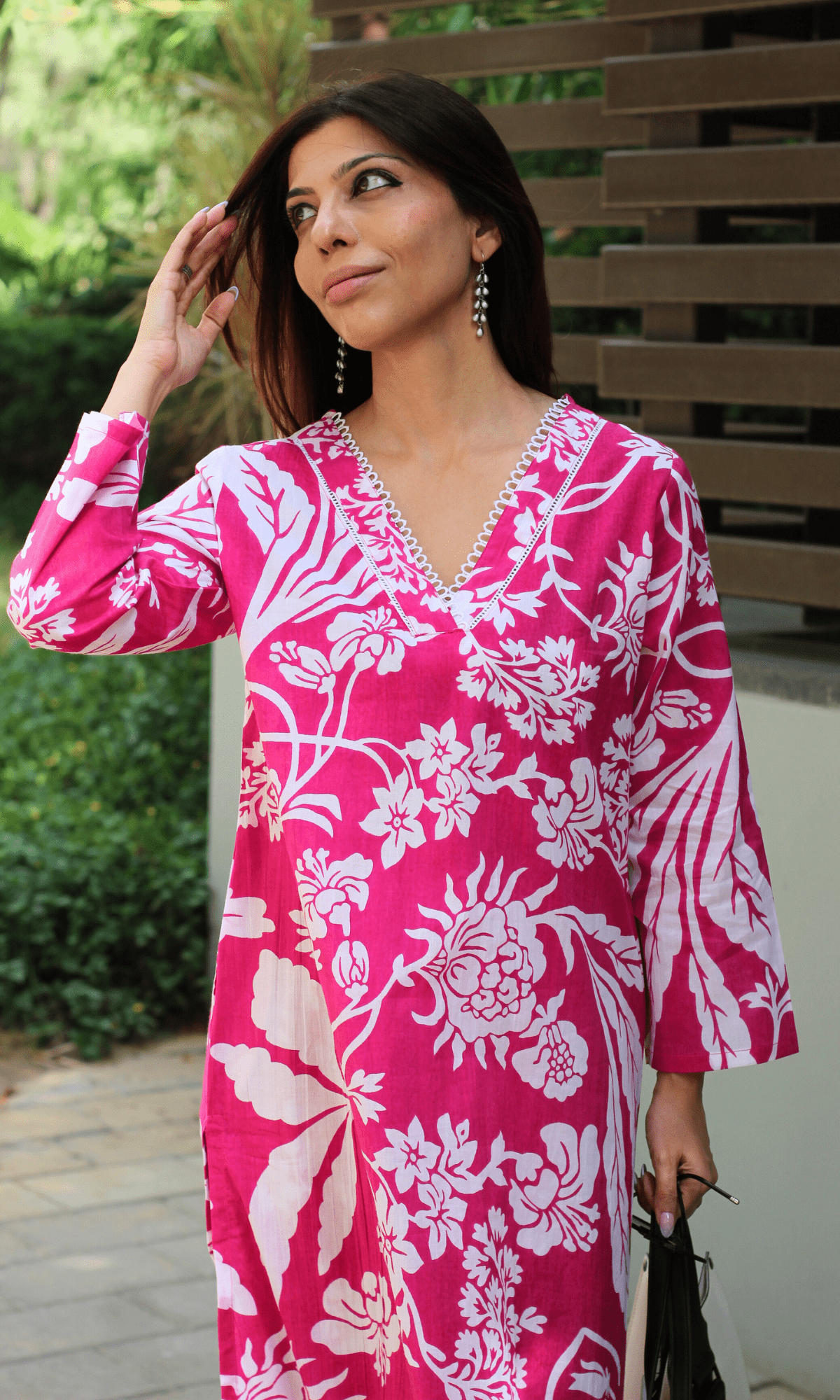 Fuschsia Bloom Laced Kurta & Pant Co - ord - Baareeki
