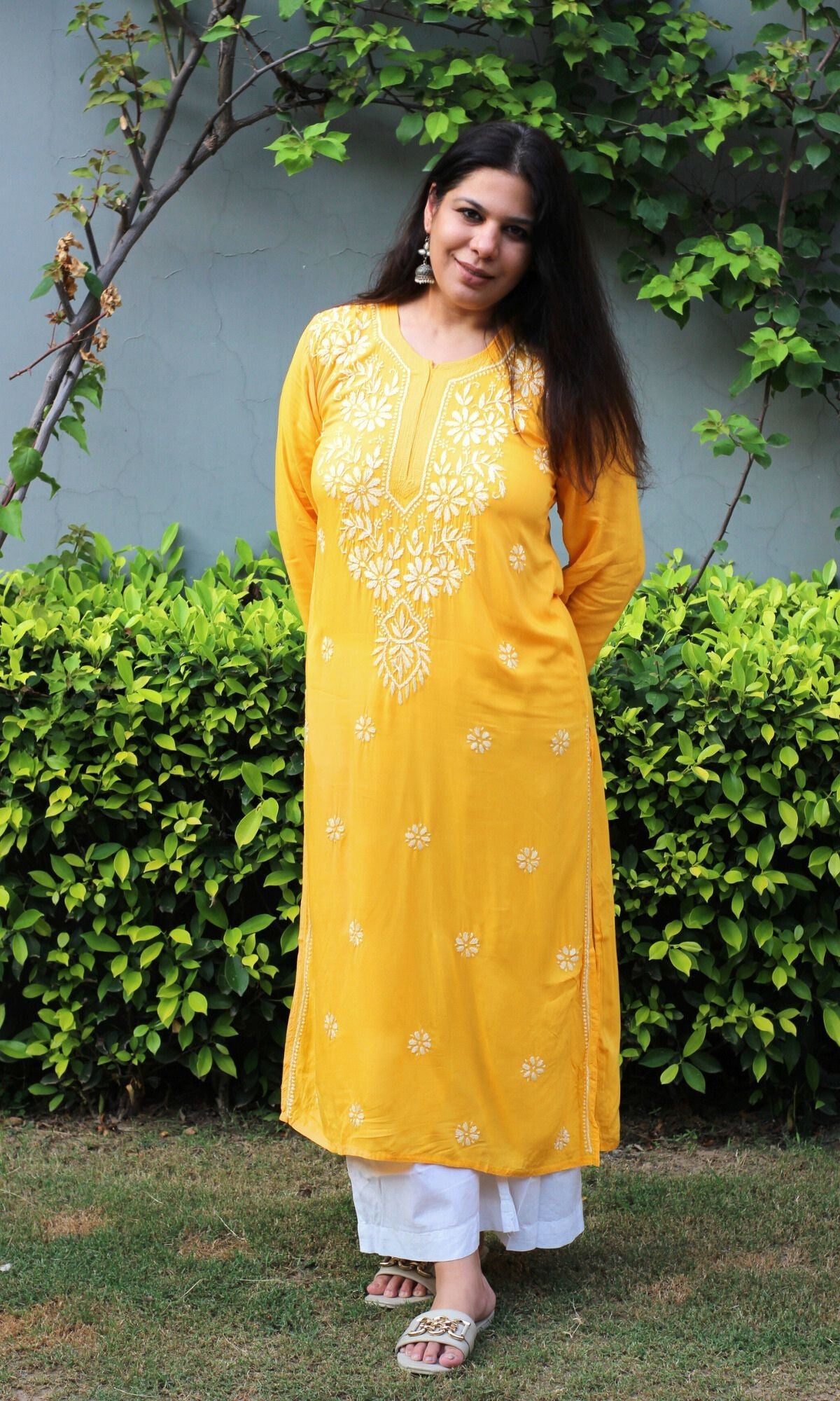 Modal Yellow Chikankari Kurta - Baareeki
