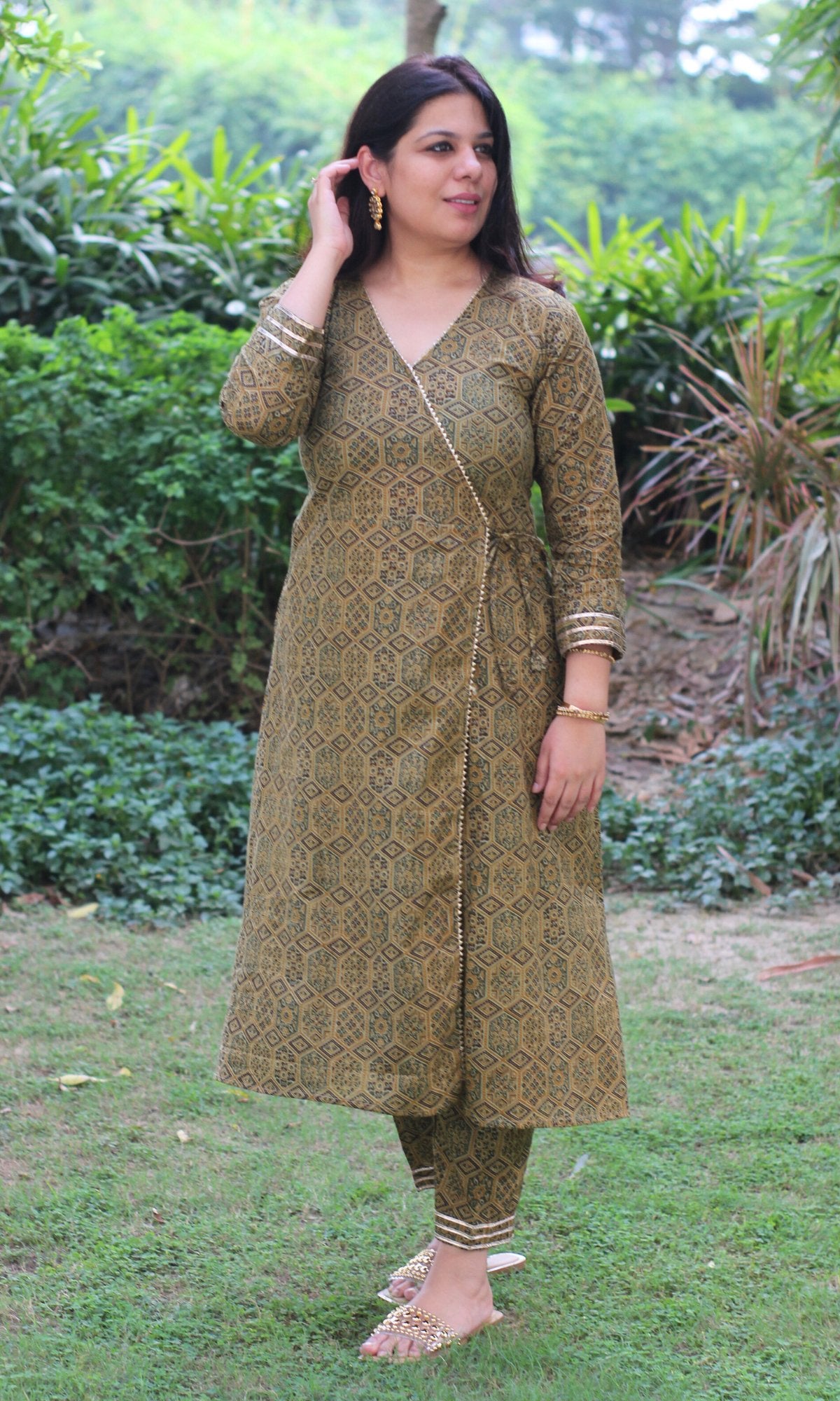 Cotton Ajrakh Angrakha Style Coord Set - Baareeki