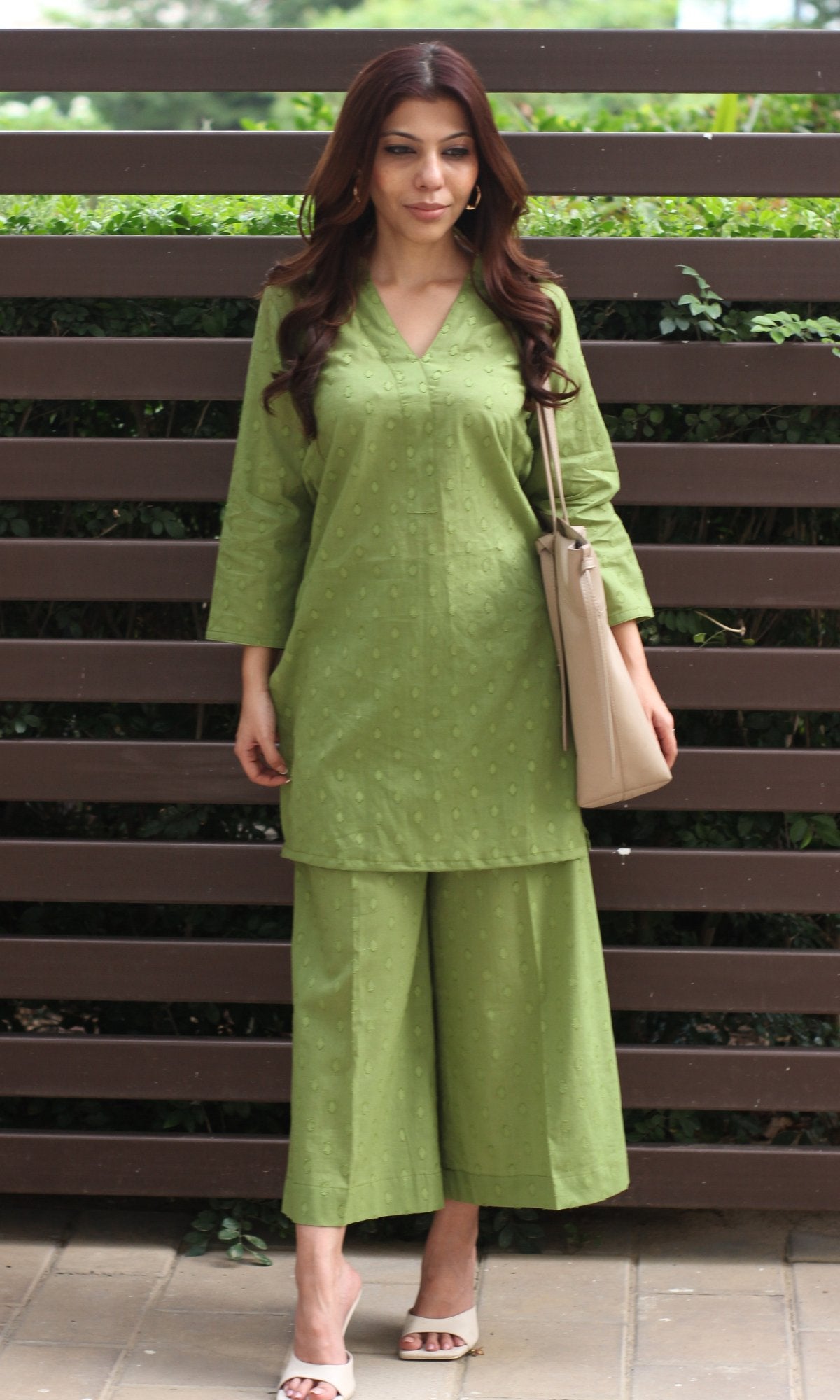 Cotton Dobby Green Coord Set - Baareeki