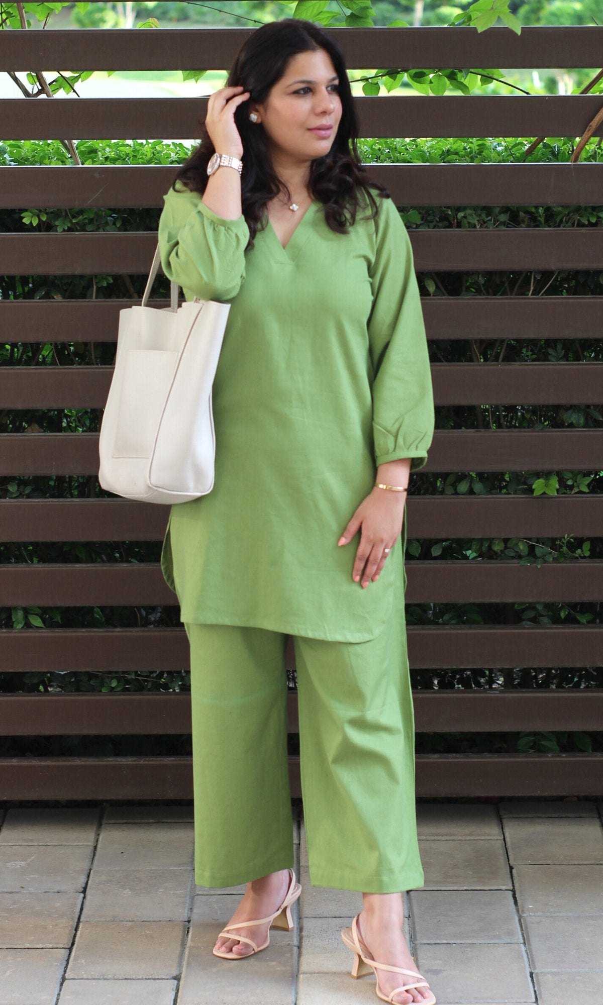Cotton Flax Green Coord Set - Baareeki