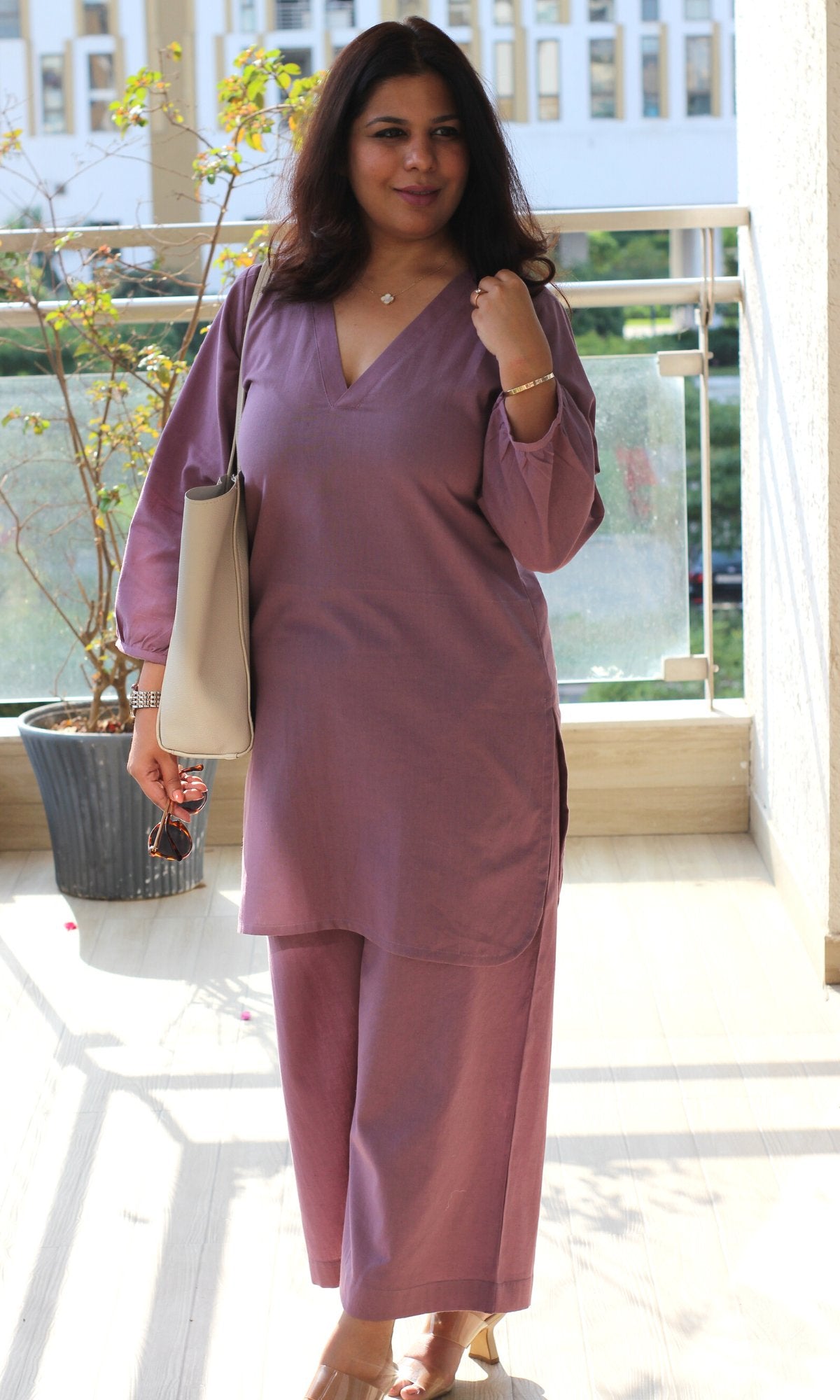 Cotton Flax Purple Coord Set - Baareeki