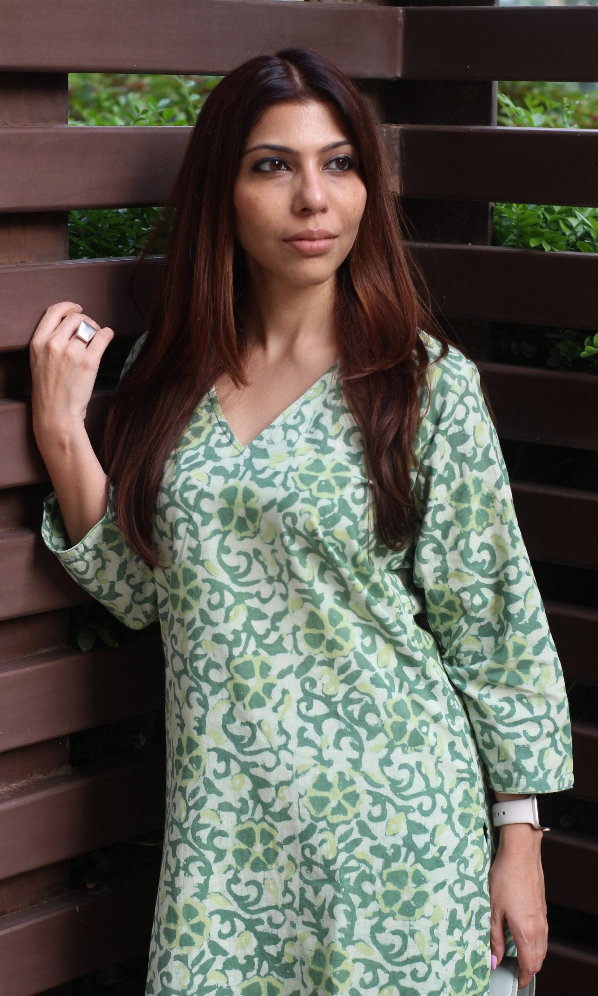 Cotton Handblock Dabu Mint Green Coord Set - Baareeki