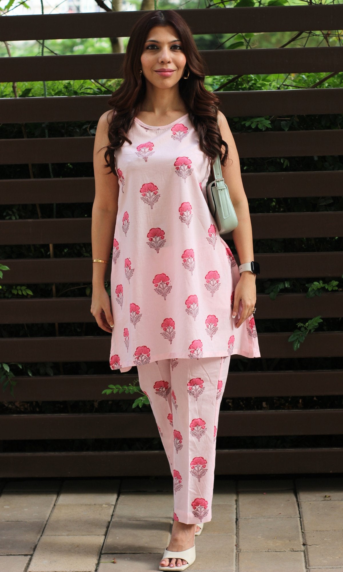 Cotton Handblock Light Pink Coord Set - Baareeki