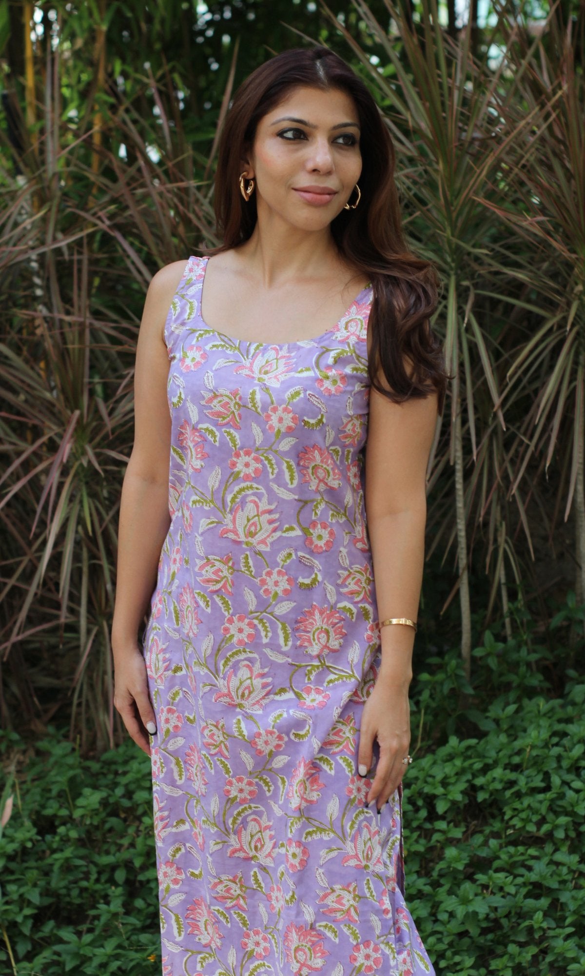Cotton Handblock Purple Coord Set - Baareeki