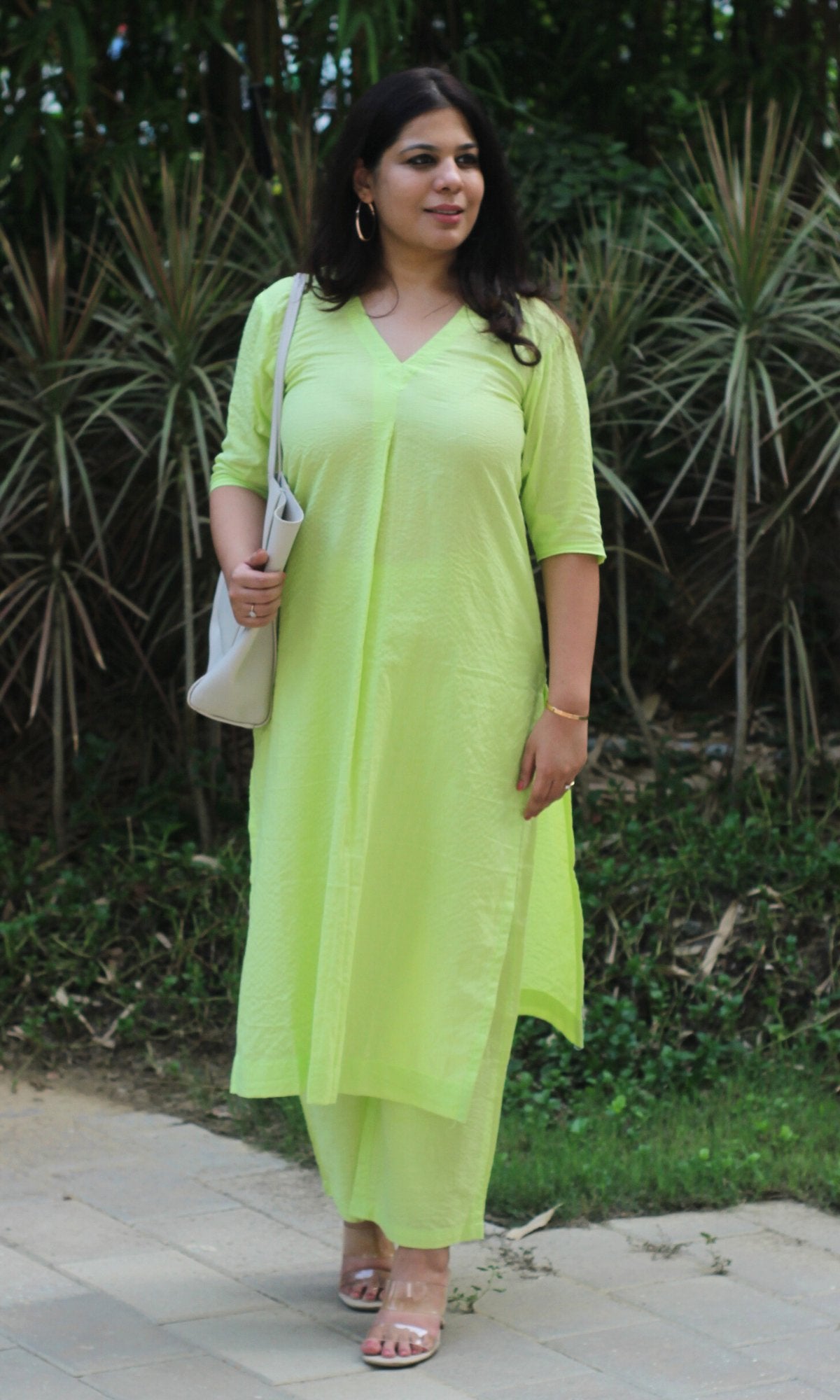 Cotton Kantha Lime Green Coord Set - Baareeki